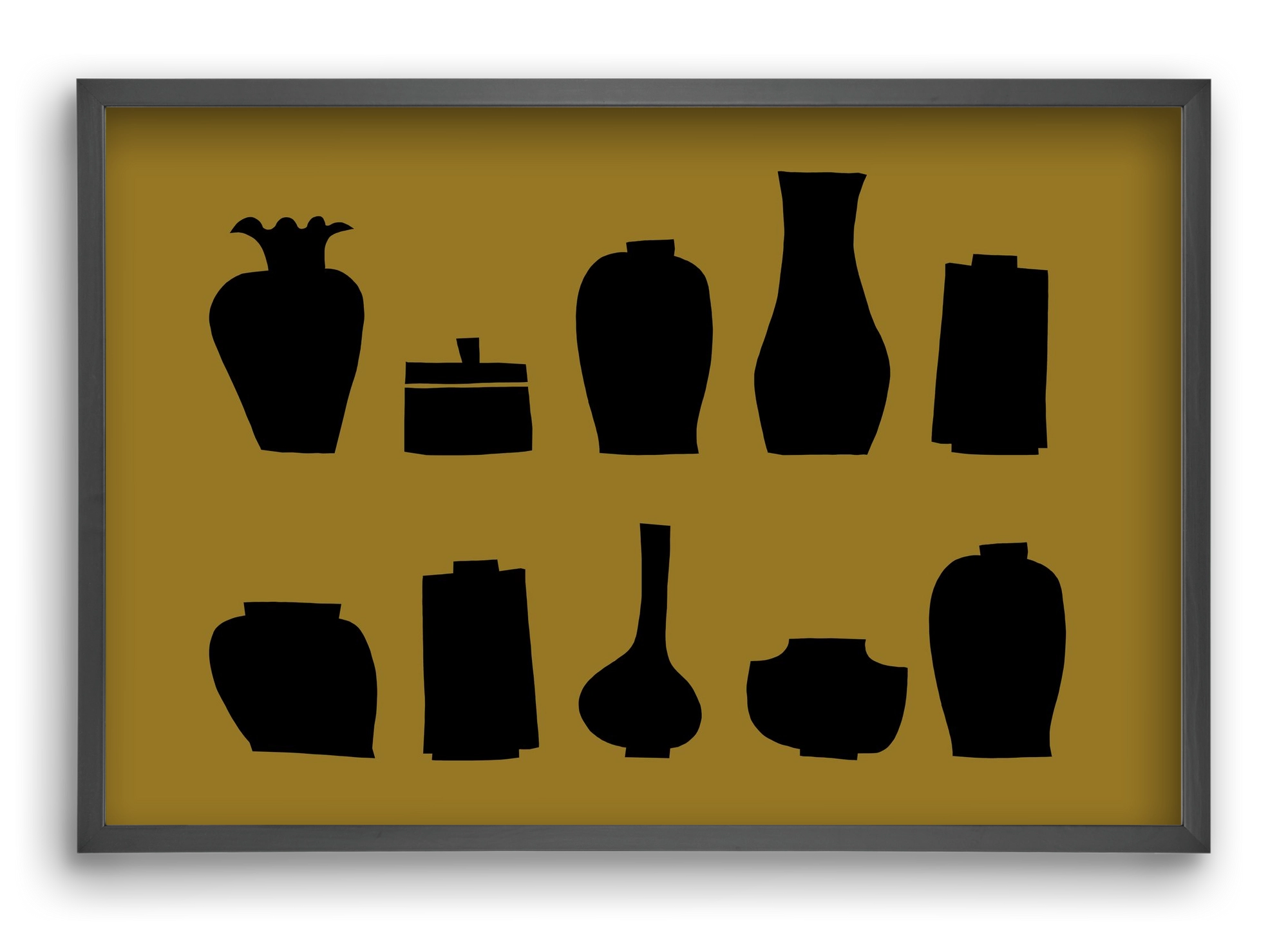 Vases line (ochre), 60x40 cm (60x40 cm), Fekete keret