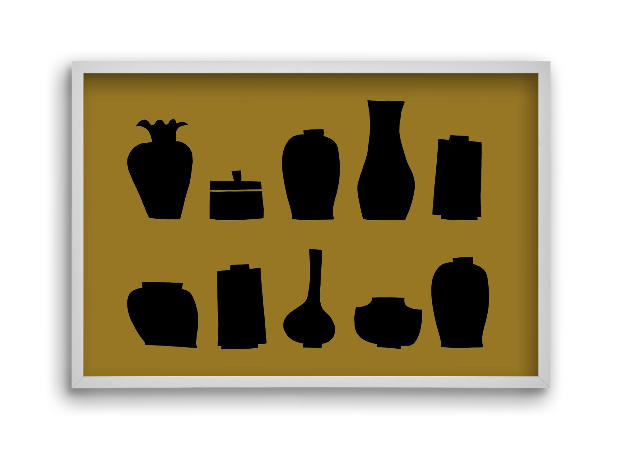 Vases line (ochre), 45x30 cm (45x30 cm), Fehér keret