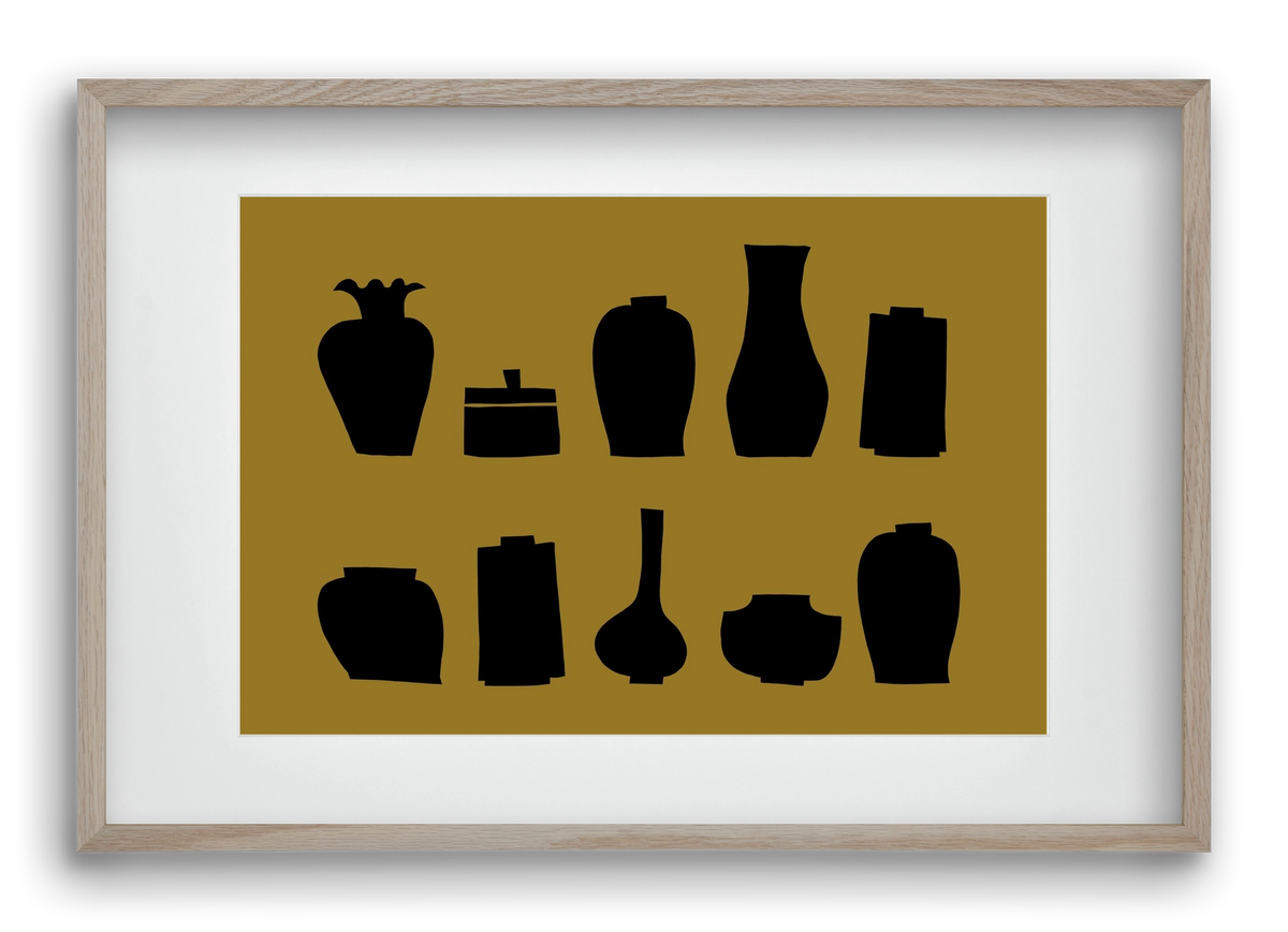 Vases line (ochre), 60x40 cm (45x30 cm), Tölgy keret, paszpartuval