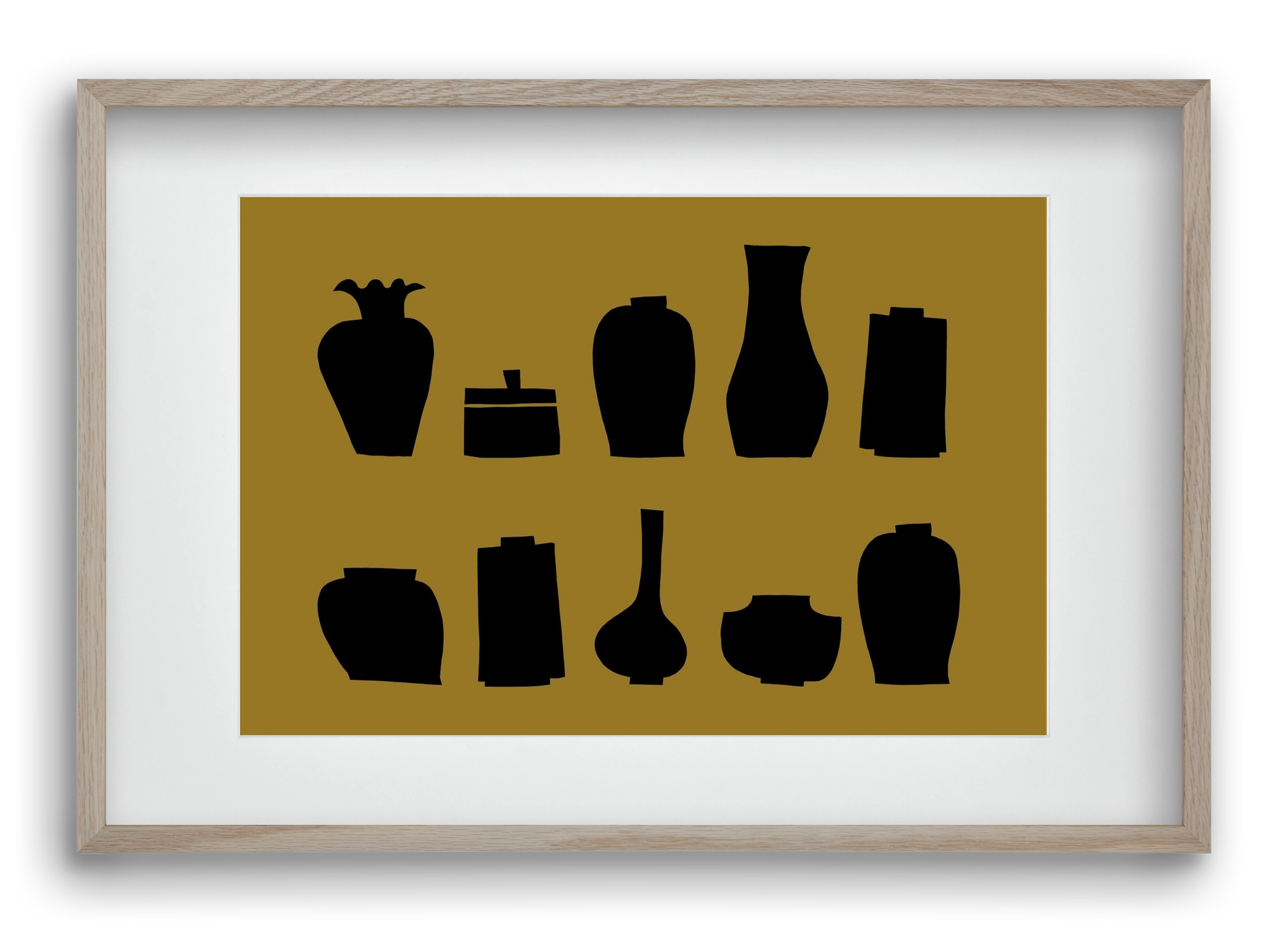 Vases line (ochre), 60x40 cm (45x30 cm), Tölgy keret, paszpartuval