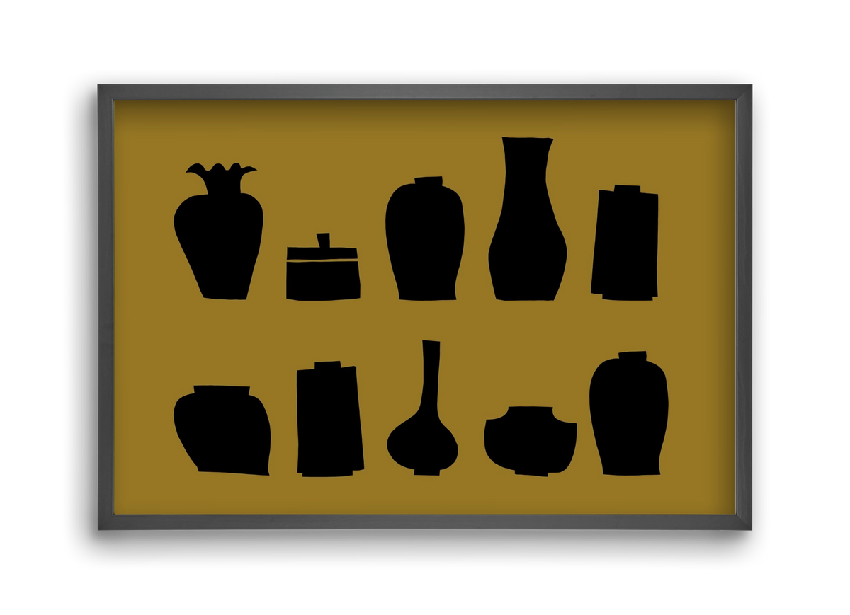 Vases line (ochre), 45x30 cm (45x30 cm), Fekete keret