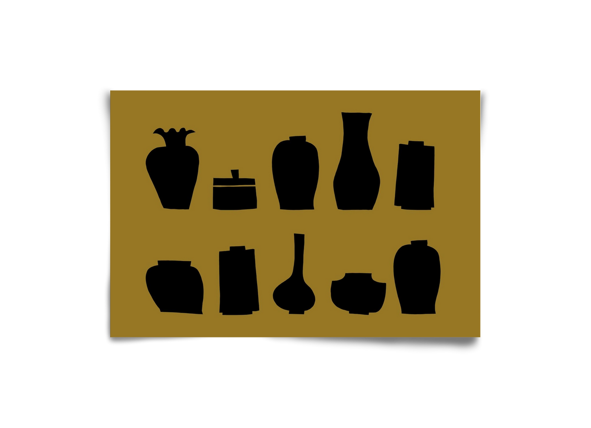 Vases line (ochre), 30x20 cm, Keret nélkül