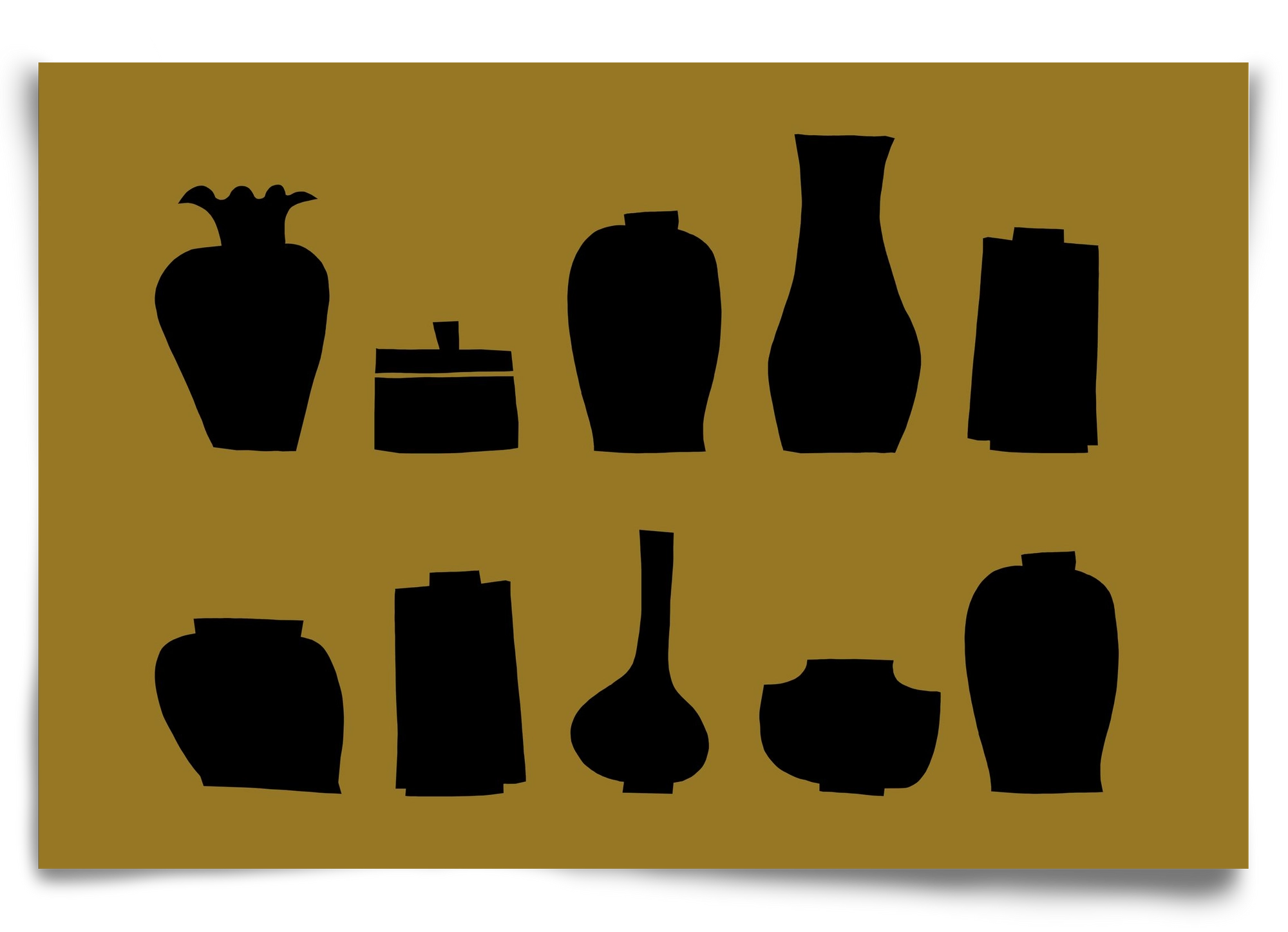 Vases line (ochre), 90x60 cm, Keret nélkül