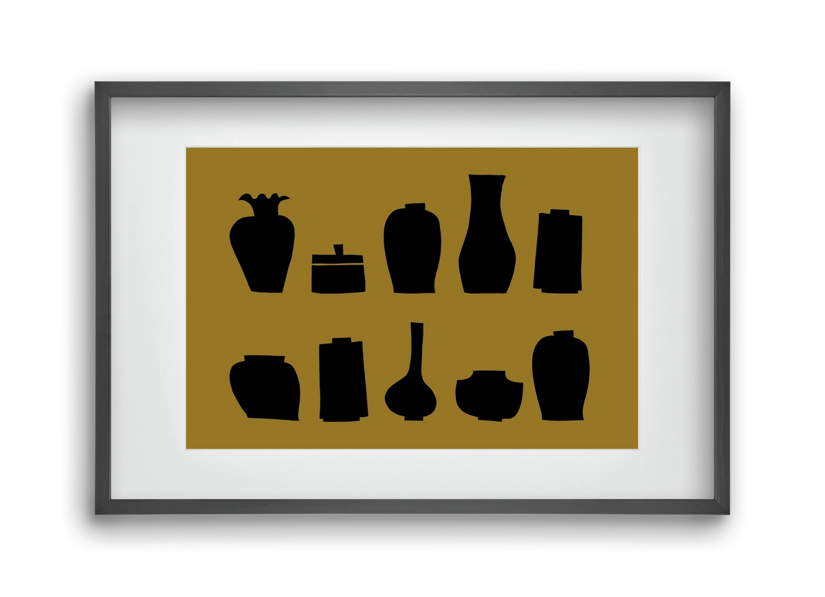 Vases line (ochre), 45x30 cm (30x20 cm), Fekete keret, paszpartuval