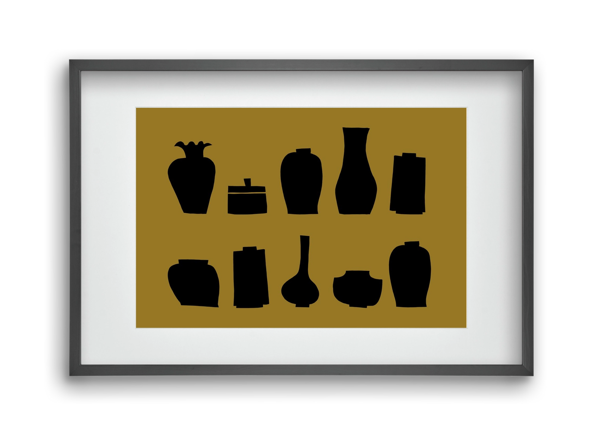 Vases line (ochre), 45x30 cm (30x20 cm), Fekete keret, paszpartuval