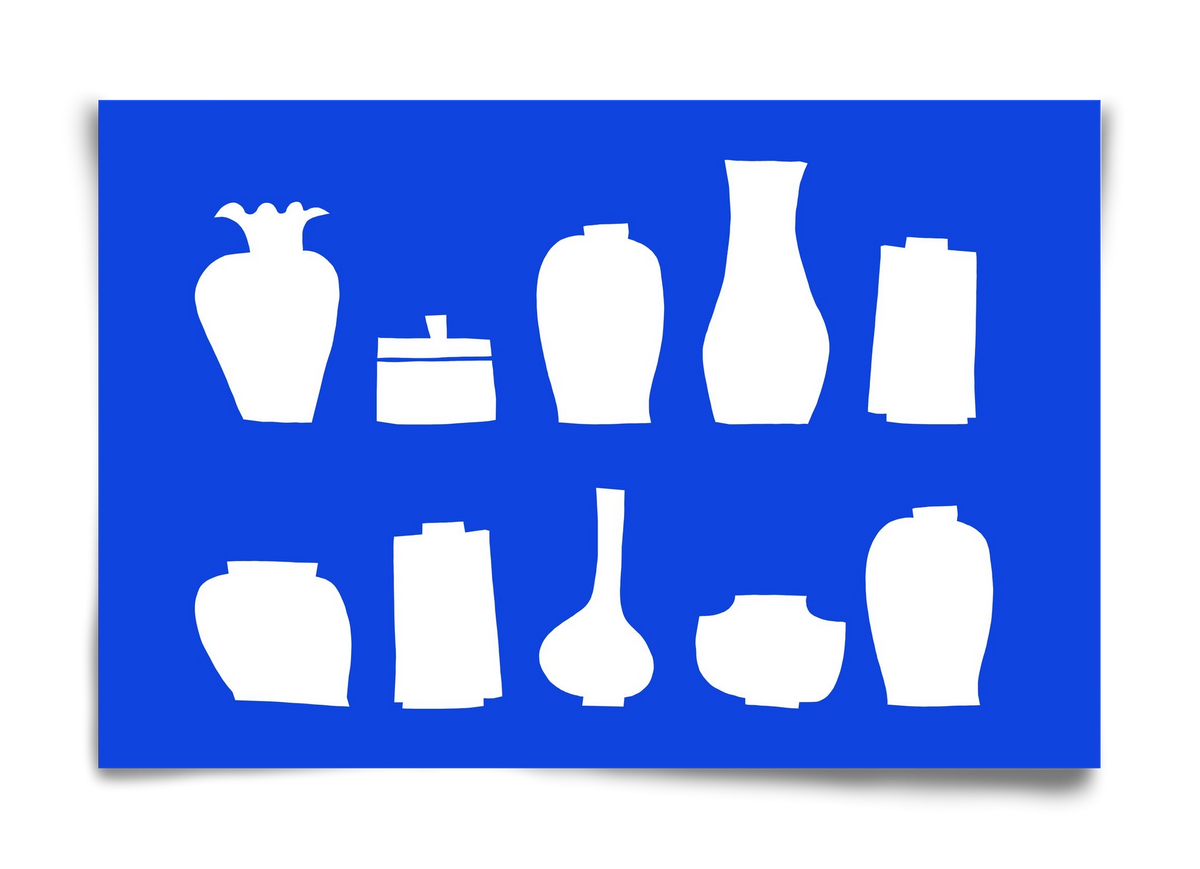 Vases line (blue), 60x40 cm, Keret nélkül