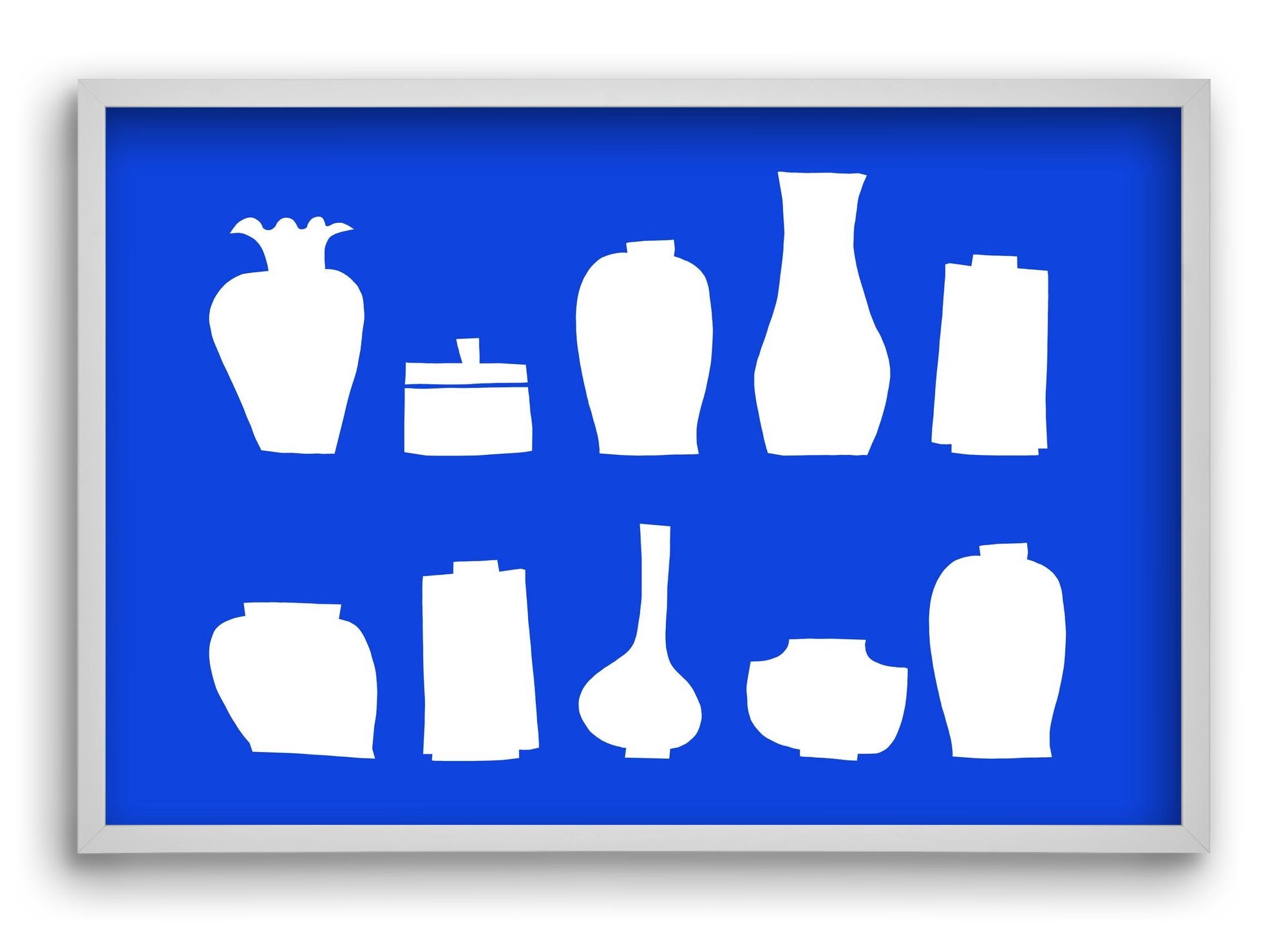 Vases line (blue), 60x40 cm (60x40 cm), Fehér keret
