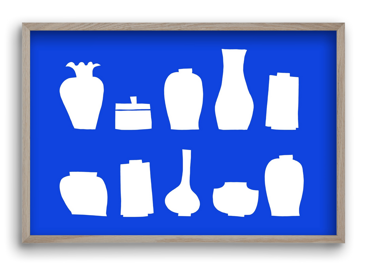 Vases line (blue), 60x40 cm (60x40 cm), Tölgy keret