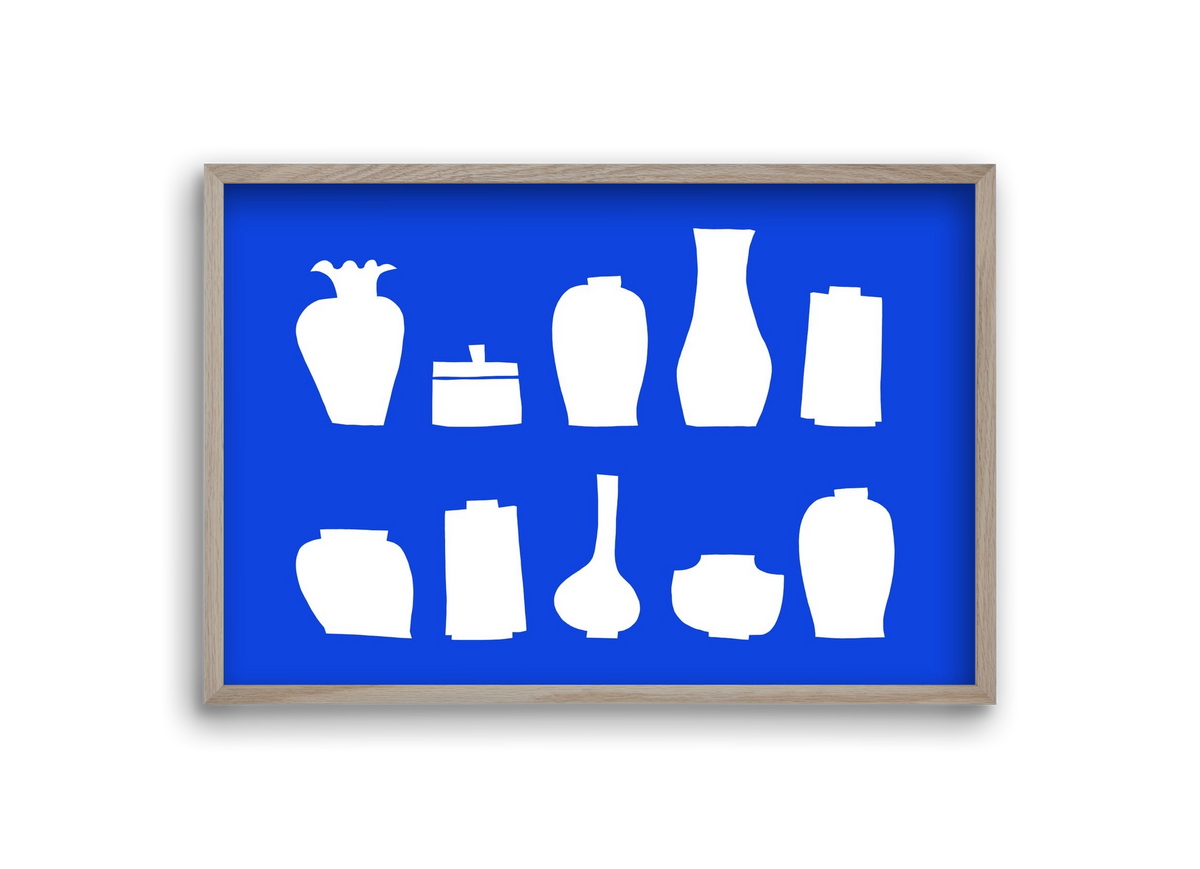 Vases line (blue), 30x20 cm (30x20 cm), Tölgy keret