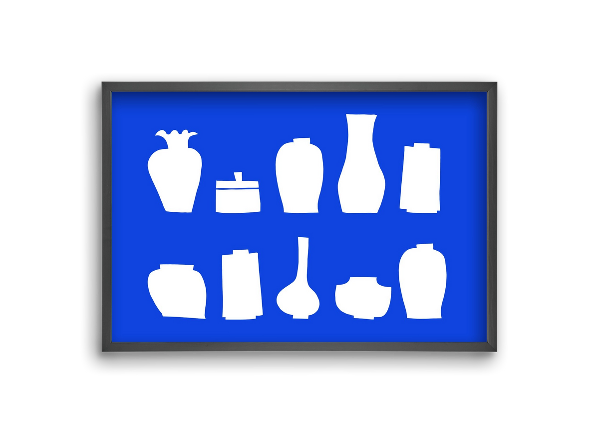 Vases line (blue), 30x20 cm (30x20 cm), Fekete keret