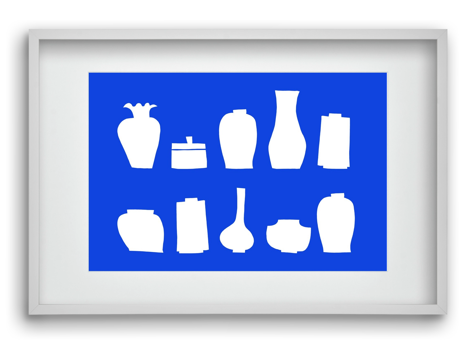 Vases line (blue), 60x40 cm (45x30 cm), Fehér keret, paszpartuval