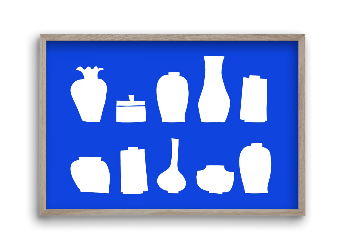 Vases line (blue), 45x30 cm (45x30 cm), Tölgy keret