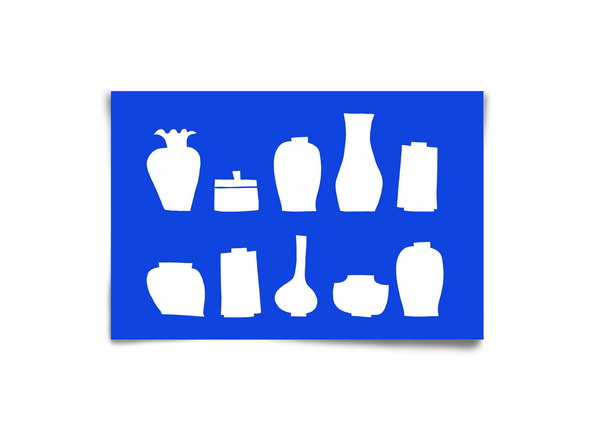 Vases line (blue), 30x20 cm, Keret nélkül