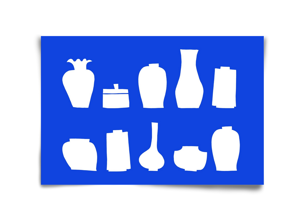 Vases line (blue), 45x30 cm, Keret nélkül