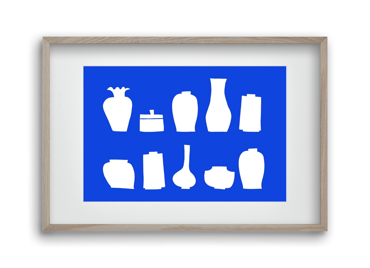 Vases line (blue), 45x30 cm (30x20 cm), Tölgy keret, paszpartuval