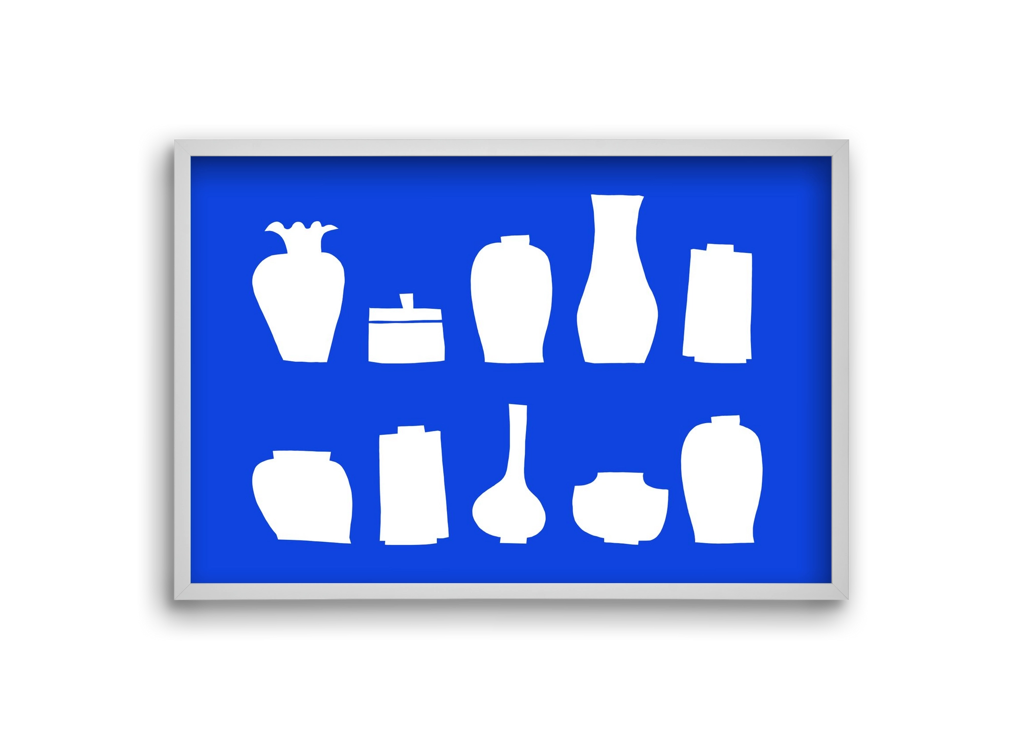 Vases line (blue), 30x20 cm (30x20 cm), Fehér keret