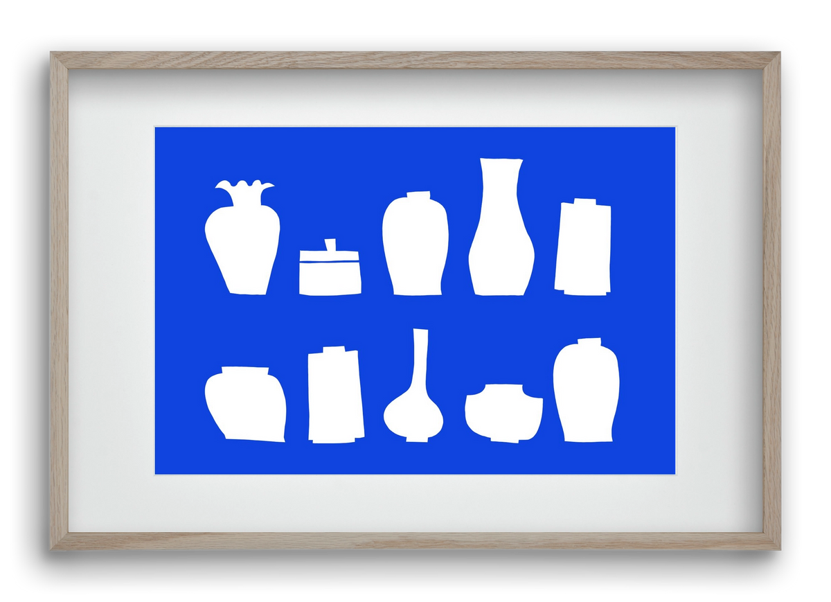 Vases line (blue), 60x40 cm (45x30 cm), Tölgy keret, paszpartuval