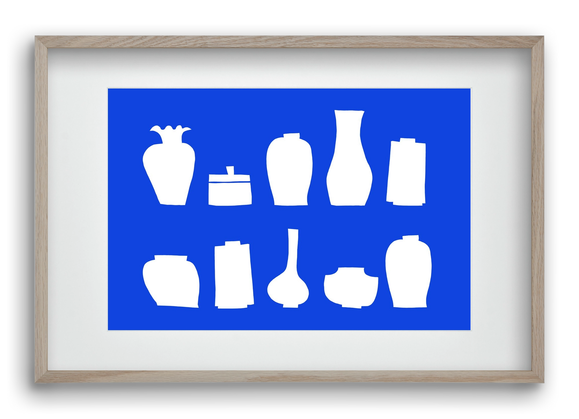 Vases line (blue), 60x40 cm (45x30 cm), Tölgy keret, paszpartuval