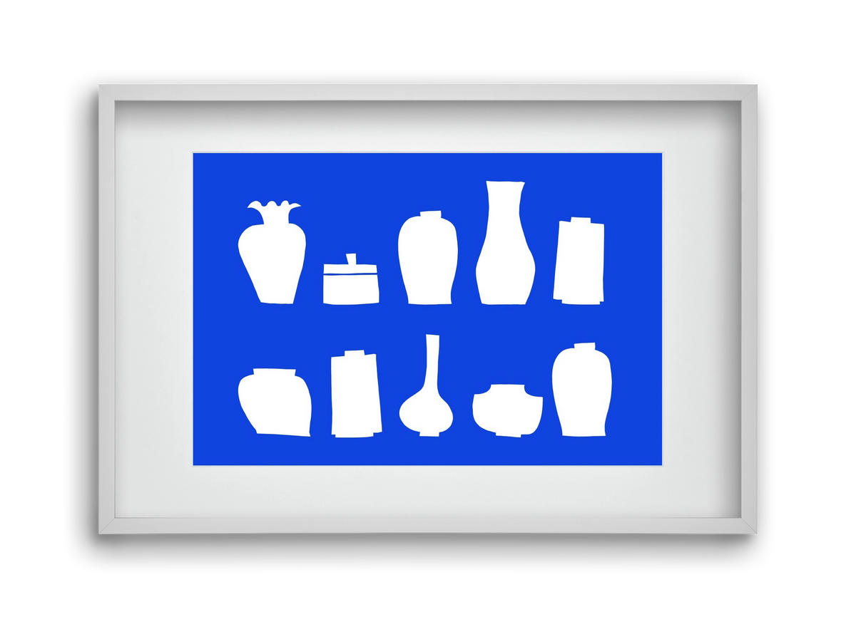 Vases line (blue), 45x30 cm (30x20 cm), Fehér keret, paszpartuval