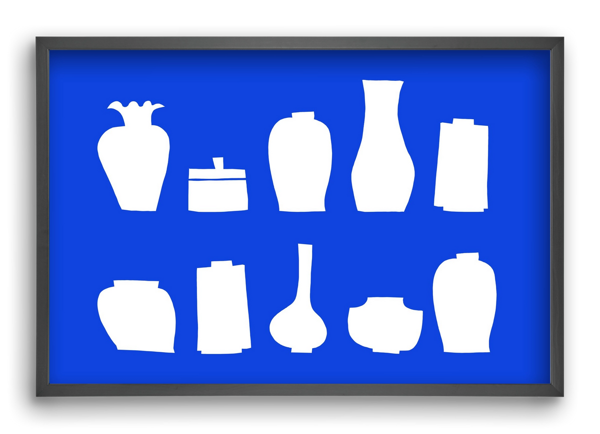 Vases line (blue), 60x40 cm (60x40 cm), Fekete keret
