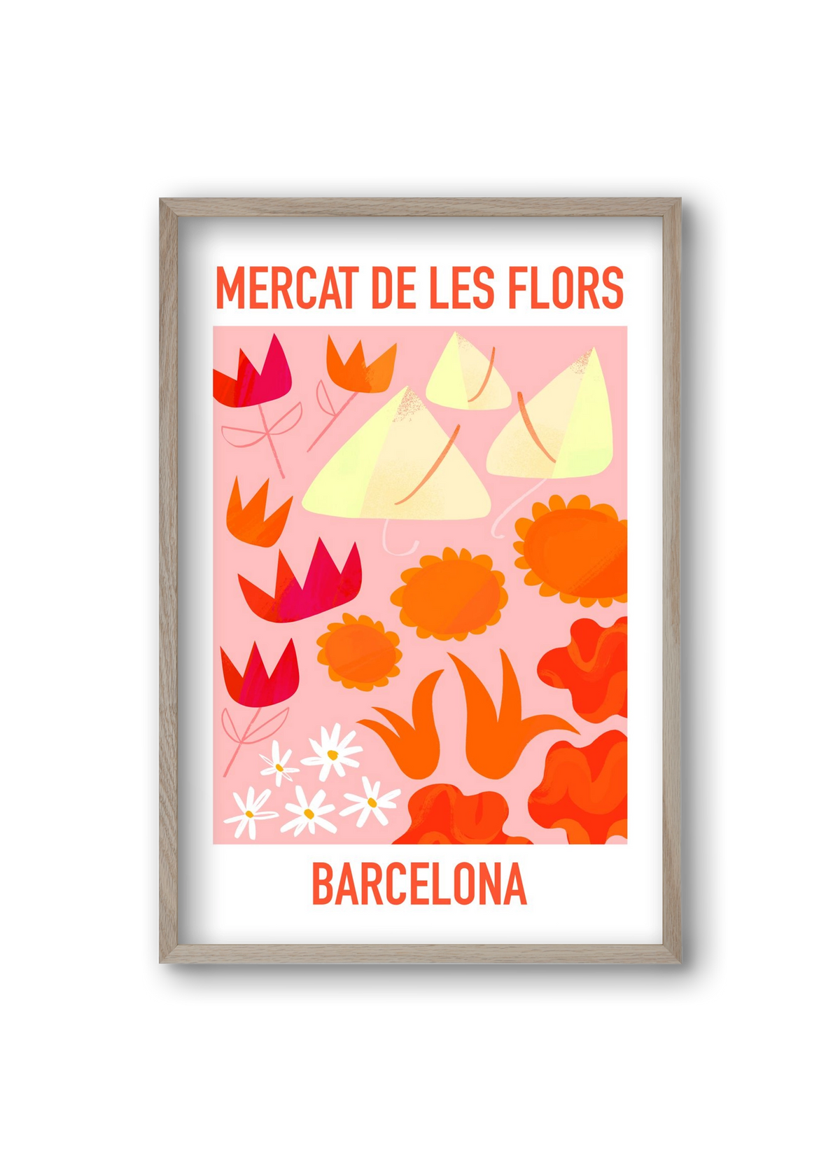 Flower Market Barcelona, 20x30 cm (20x30 cm), Tölgy keret