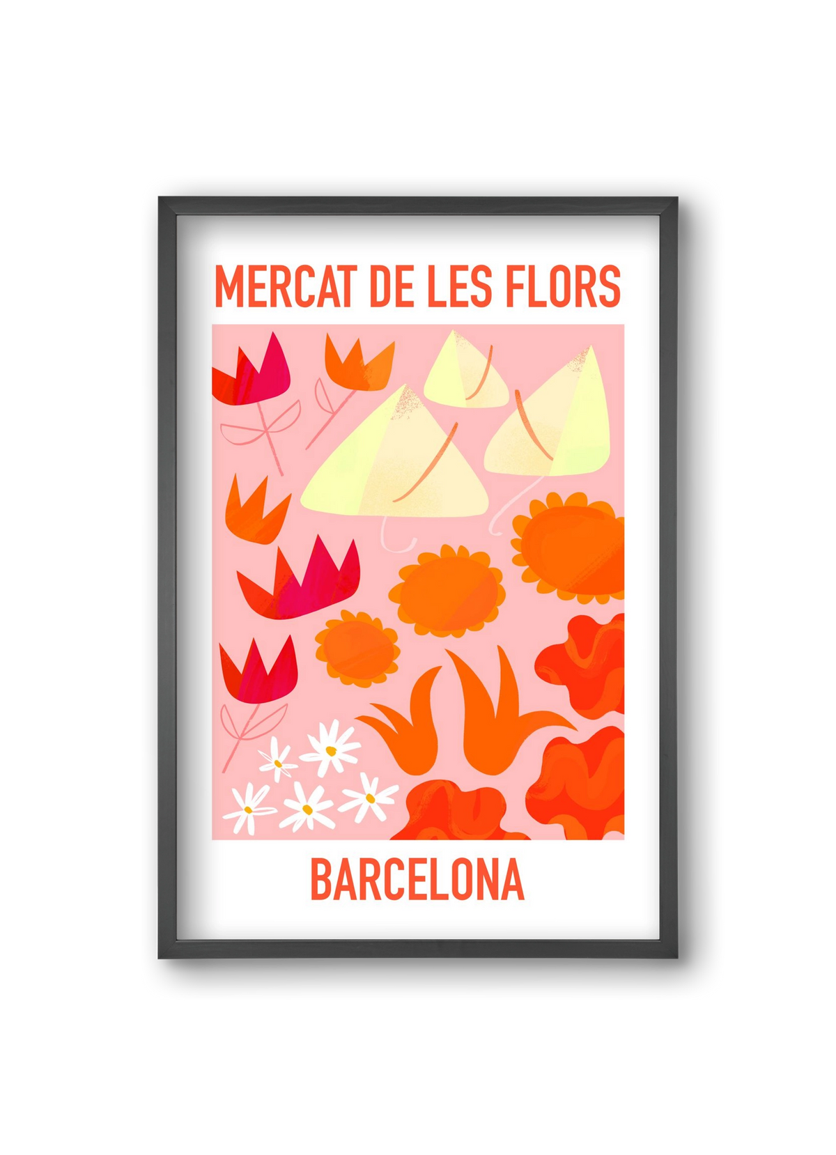 Flower Market Barcelona, 20x30 cm (20x30 cm), Fekete keret