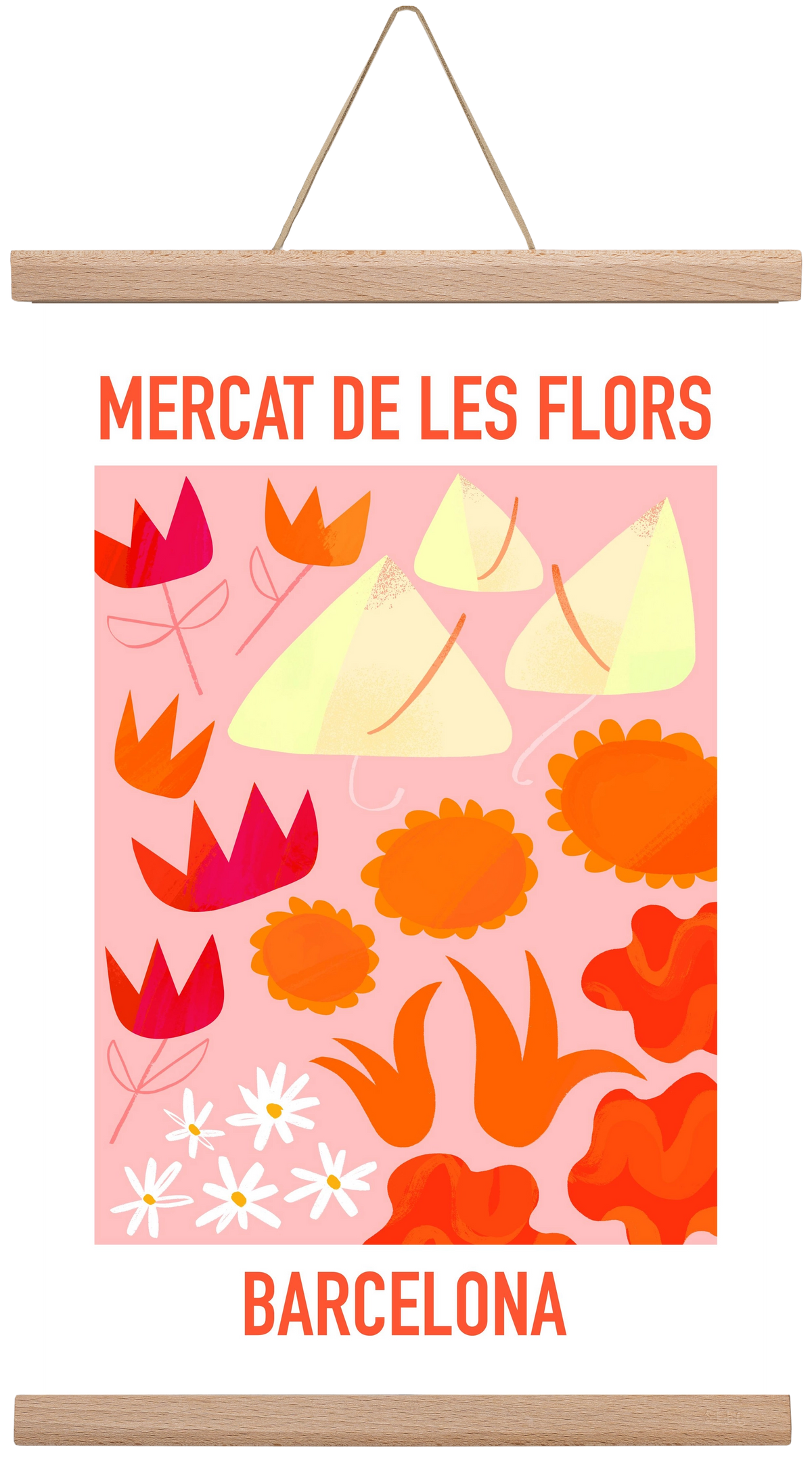 Flower Market Barcelona, 30x45 cm (30x45 cm), Tölgy akasztó