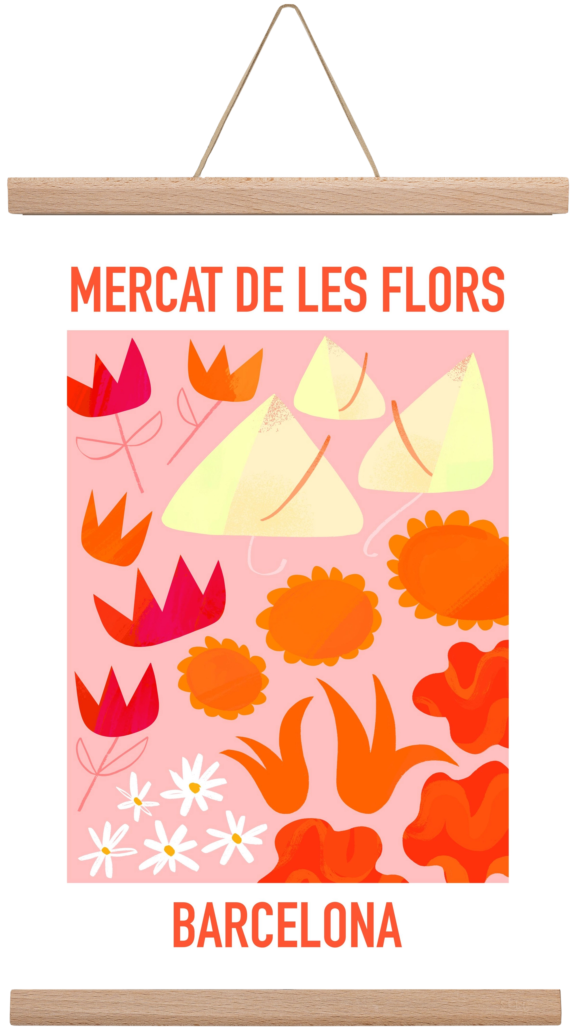 Flower Market Barcelona, 30x45 cm (30x45 cm), Tölgy akasztó