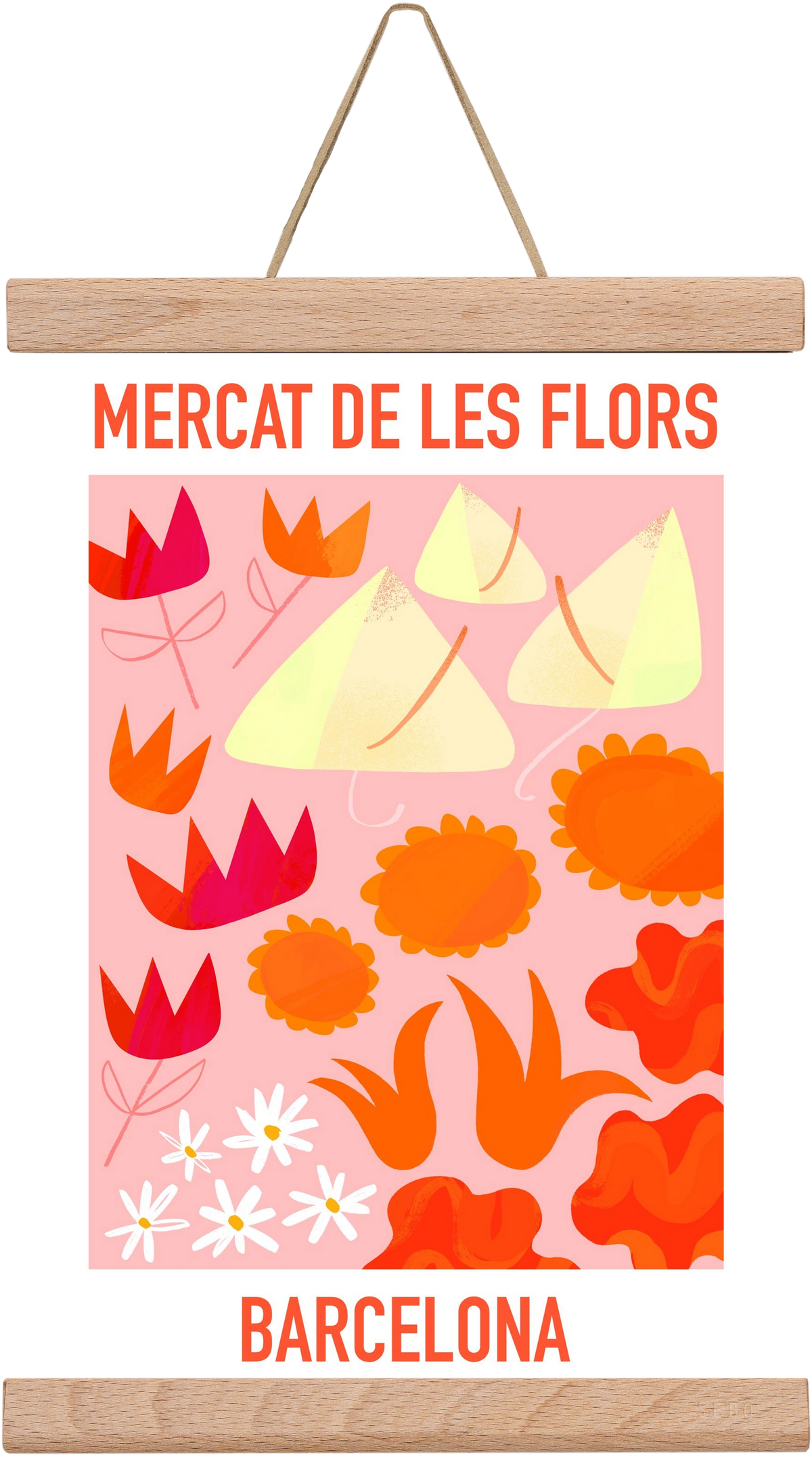Flower Market Barcelona, 20x30 cm (20x30 cm), Tölgy akasztó