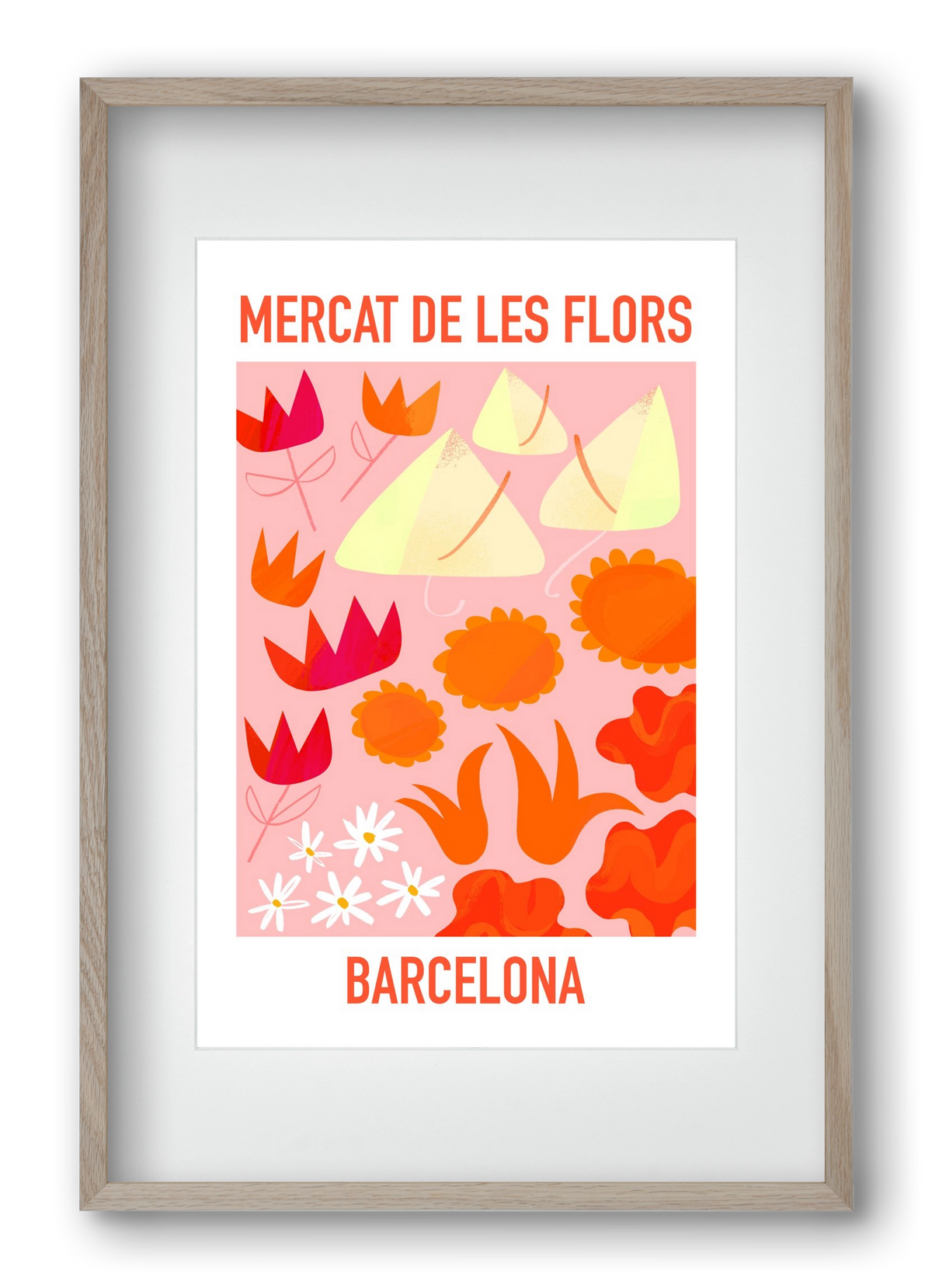 Flower Market Barcelona, 40x60 cm (30x45 cm), Tölgy keret, paszpartuval