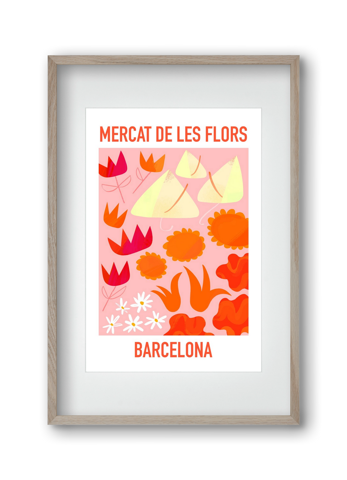 Flower Market Barcelona, 30x45 cm (20x30 cm), Tölgy keret, paszpartuval