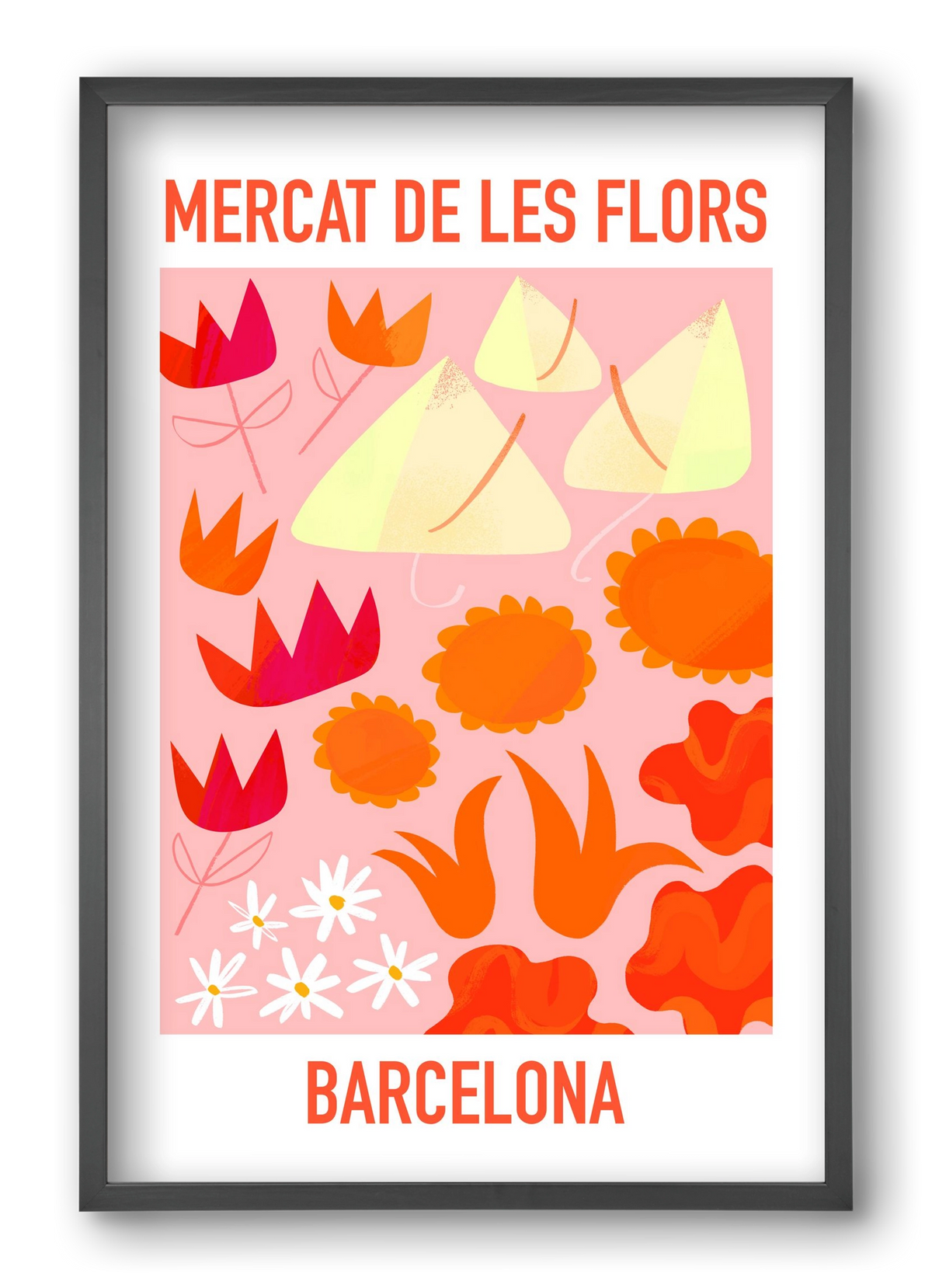 Flower Market Barcelona, 40x60 cm (40x60 cm), Fekete keret