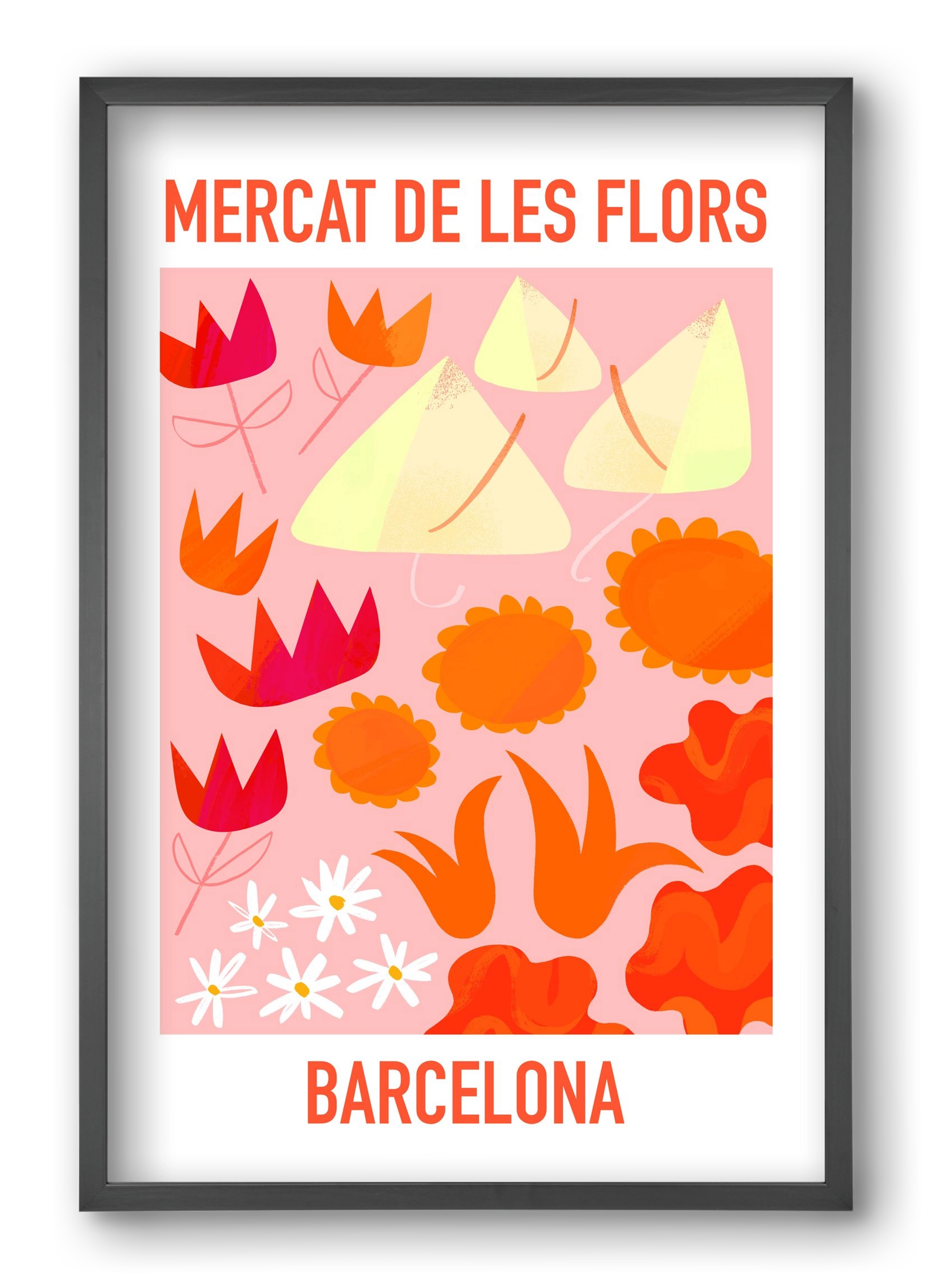 Flower Market Barcelona, 40x60 cm (40x60 cm), Fekete keret