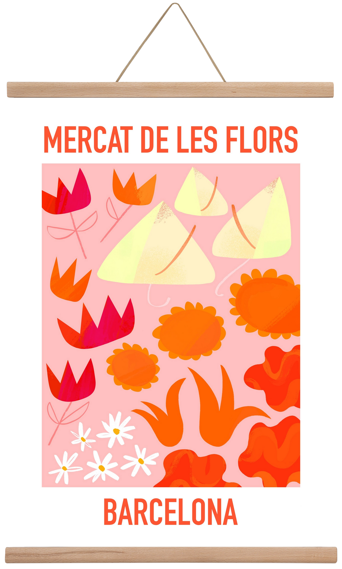 Flower Market Barcelona, 40x60 cm (40x60 cm), Tölgy akasztó
