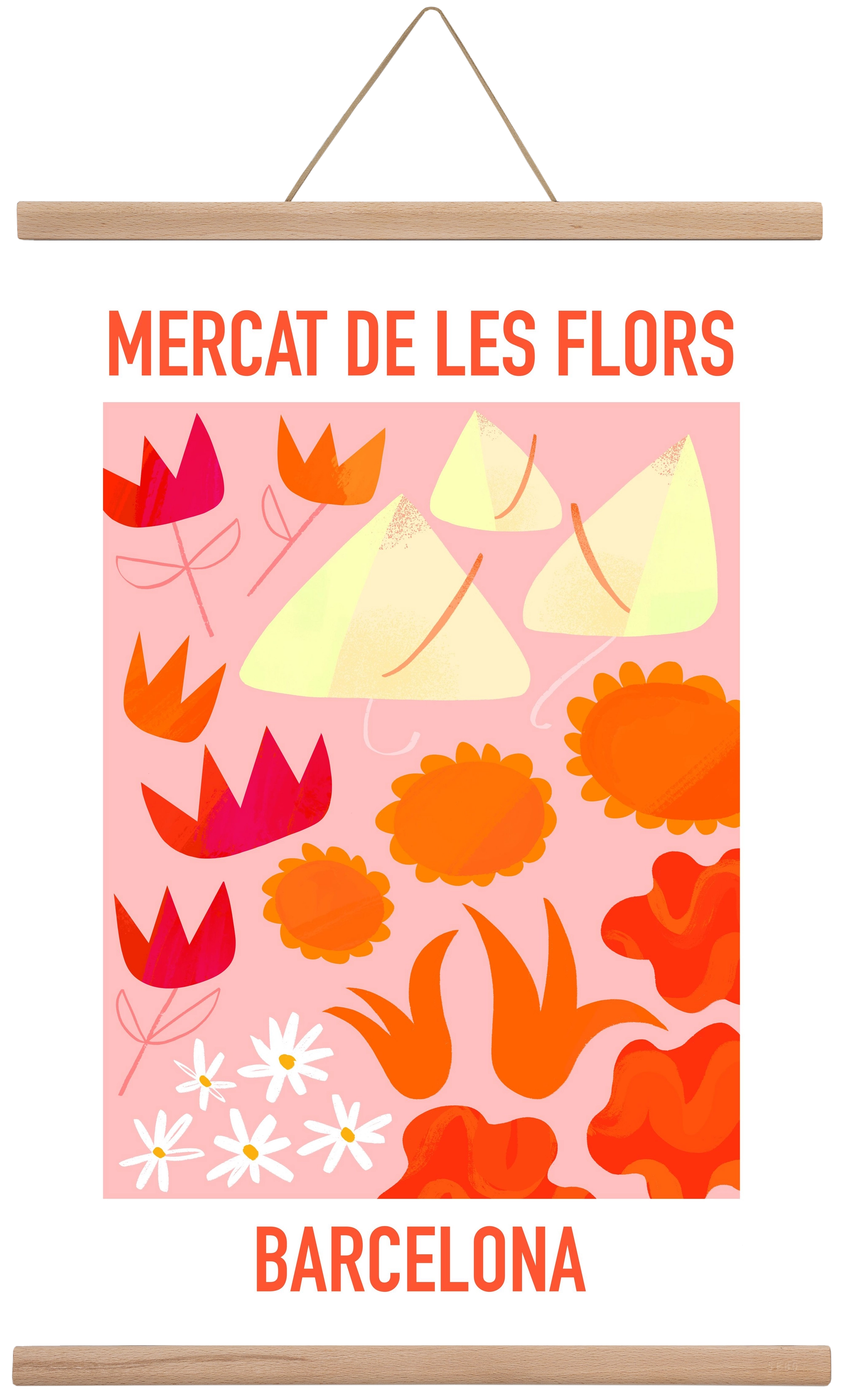 Flower Market Barcelona, 40x60 cm (40x60 cm), Tölgy akasztó