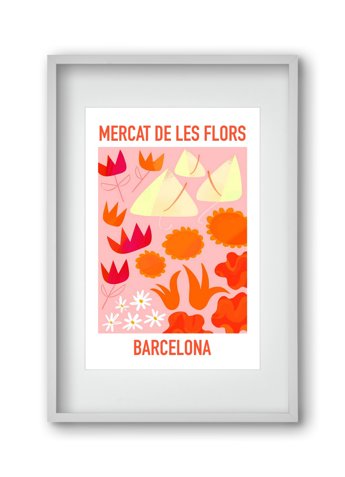 Flower Market Barcelona, 30x45 cm (20x30 cm), Fehér keret, paszpartuval