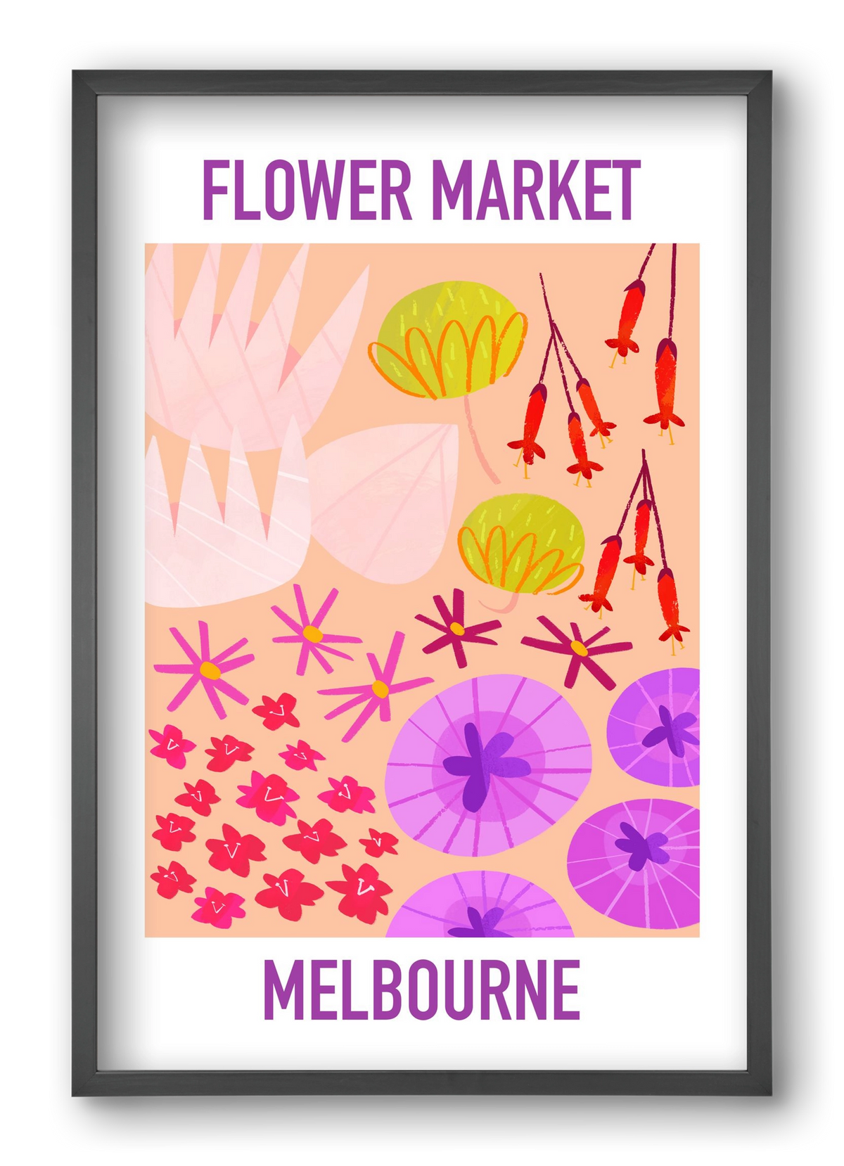 Flower Market Melbourne, 40x60 cm (40x60 cm), Fekete keret