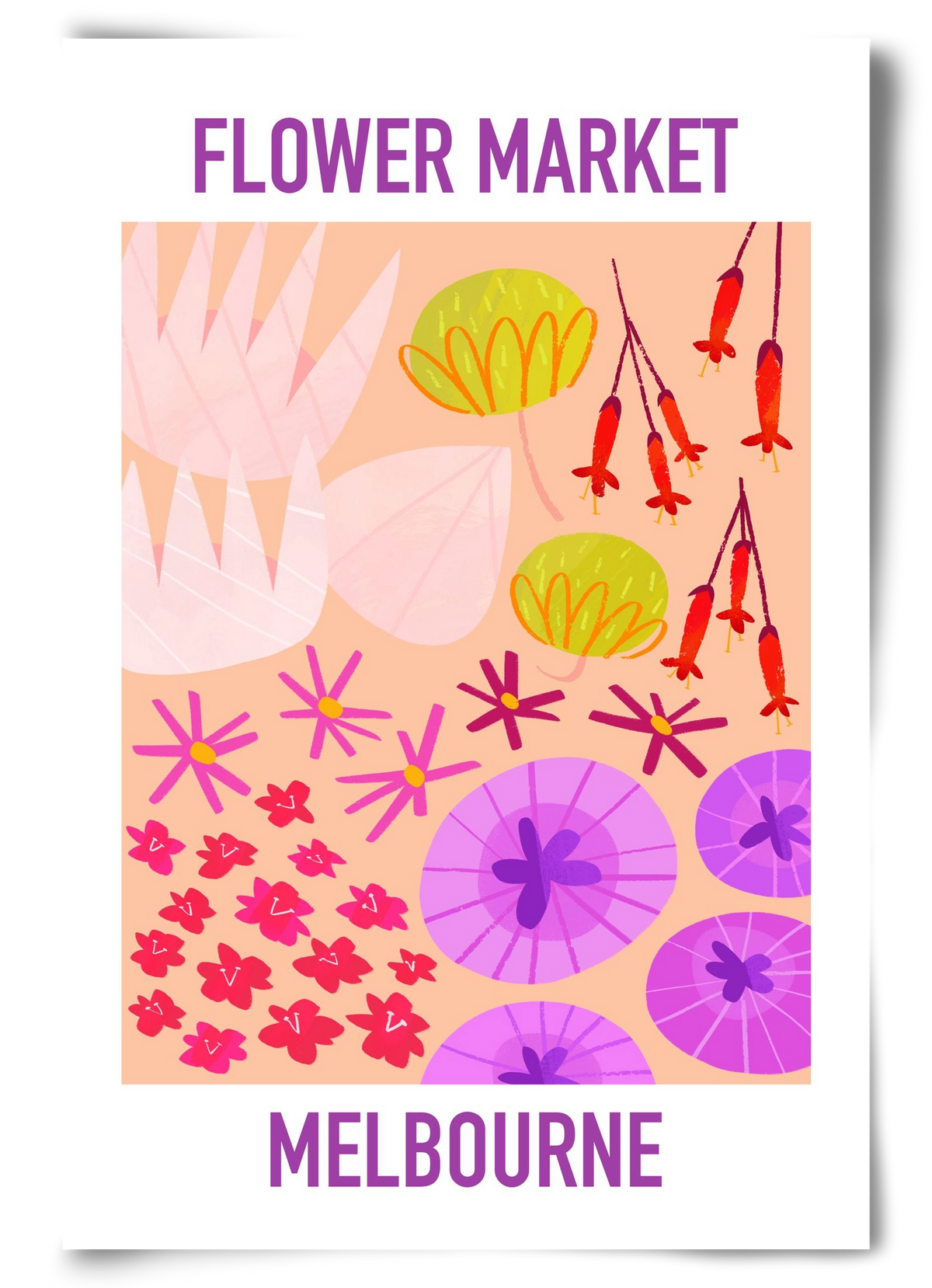 Flower Market Melbourne, 60x90 cm, Keret nélkül