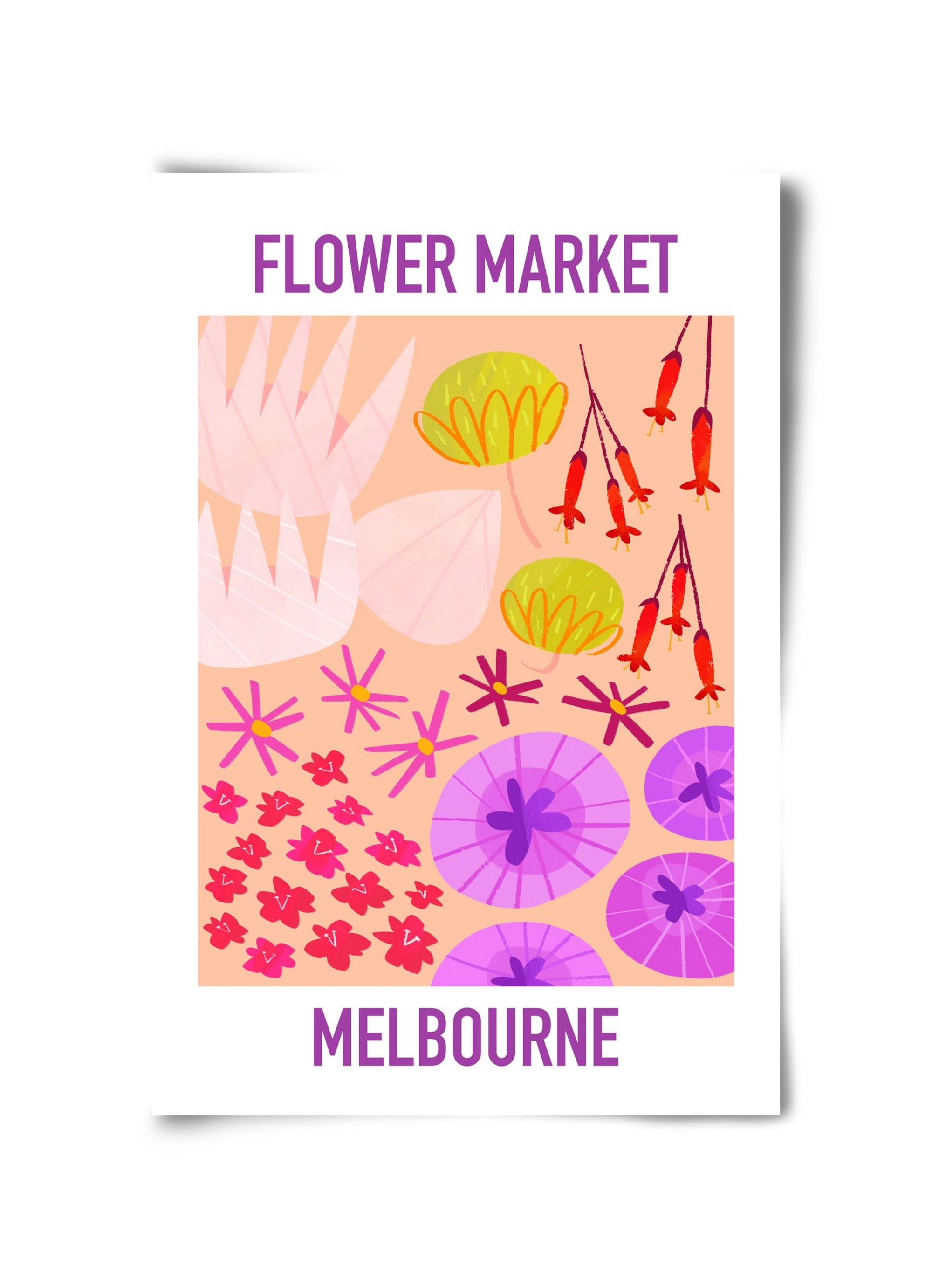 Flower Market Melbourne, 30x45 cm, Keret nélkül