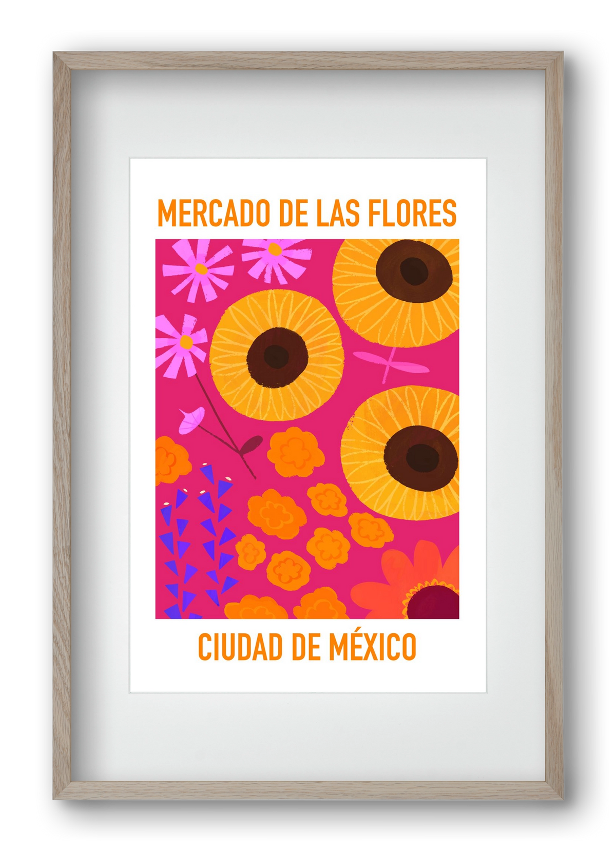 Flower Market Ciudad de México, 40x60 cm (30x45 cm), Tölgy keret, paszpartuval