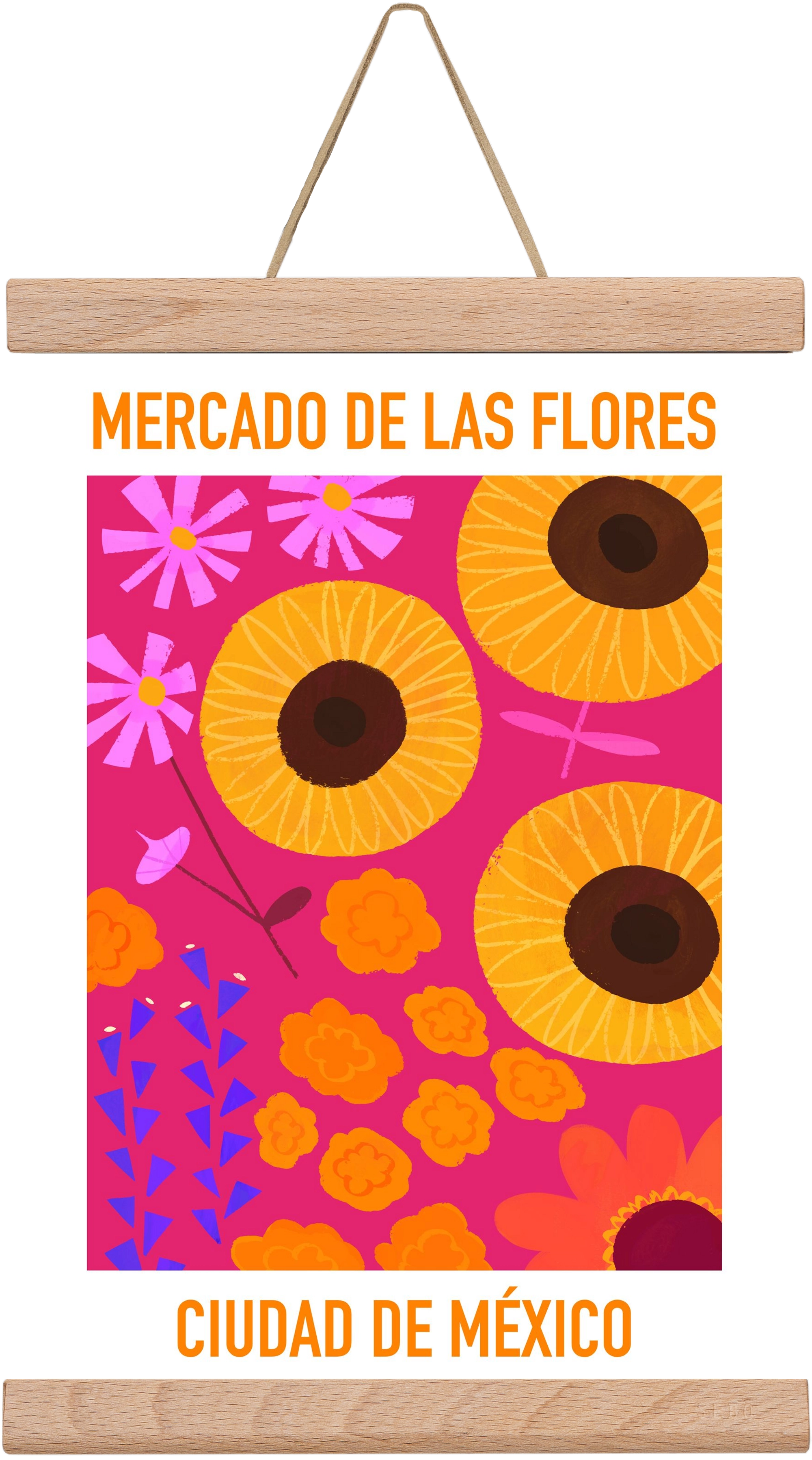 Flower Market Ciudad de México, 20x30 cm (20x30 cm), Tölgy akasztó