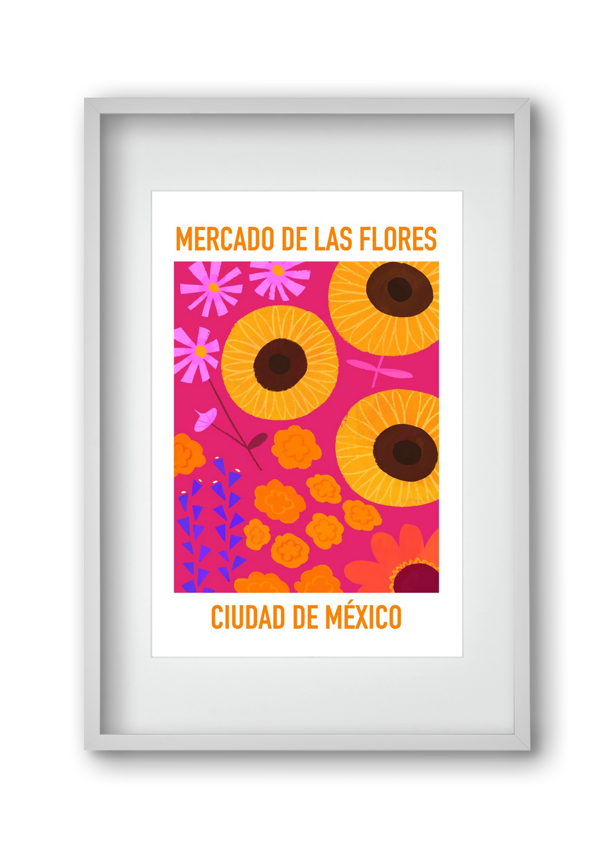 Flower Market Ciudad de México, 30x45 cm (20x30 cm), Fehér keret, paszpartuval