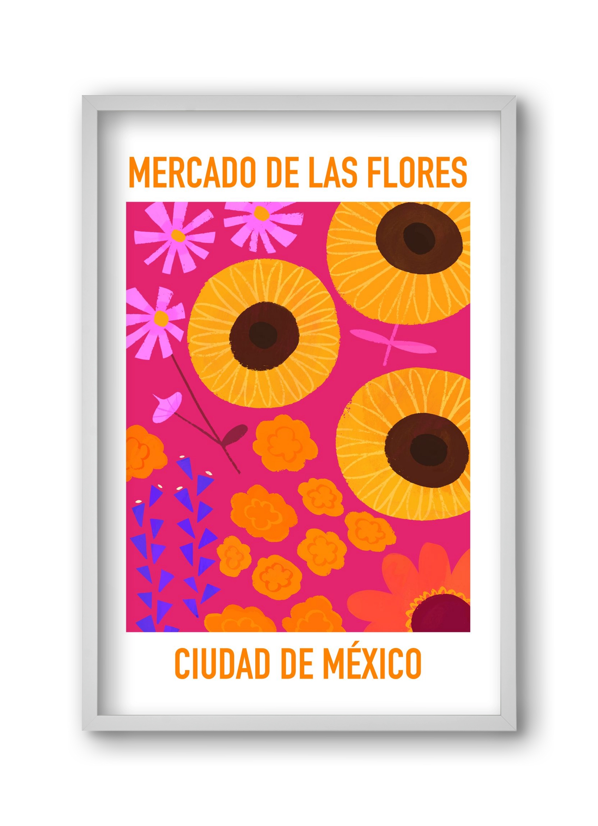 Flower Market Ciudad de México, 30x45 cm (30x45 cm), Fehér keret
