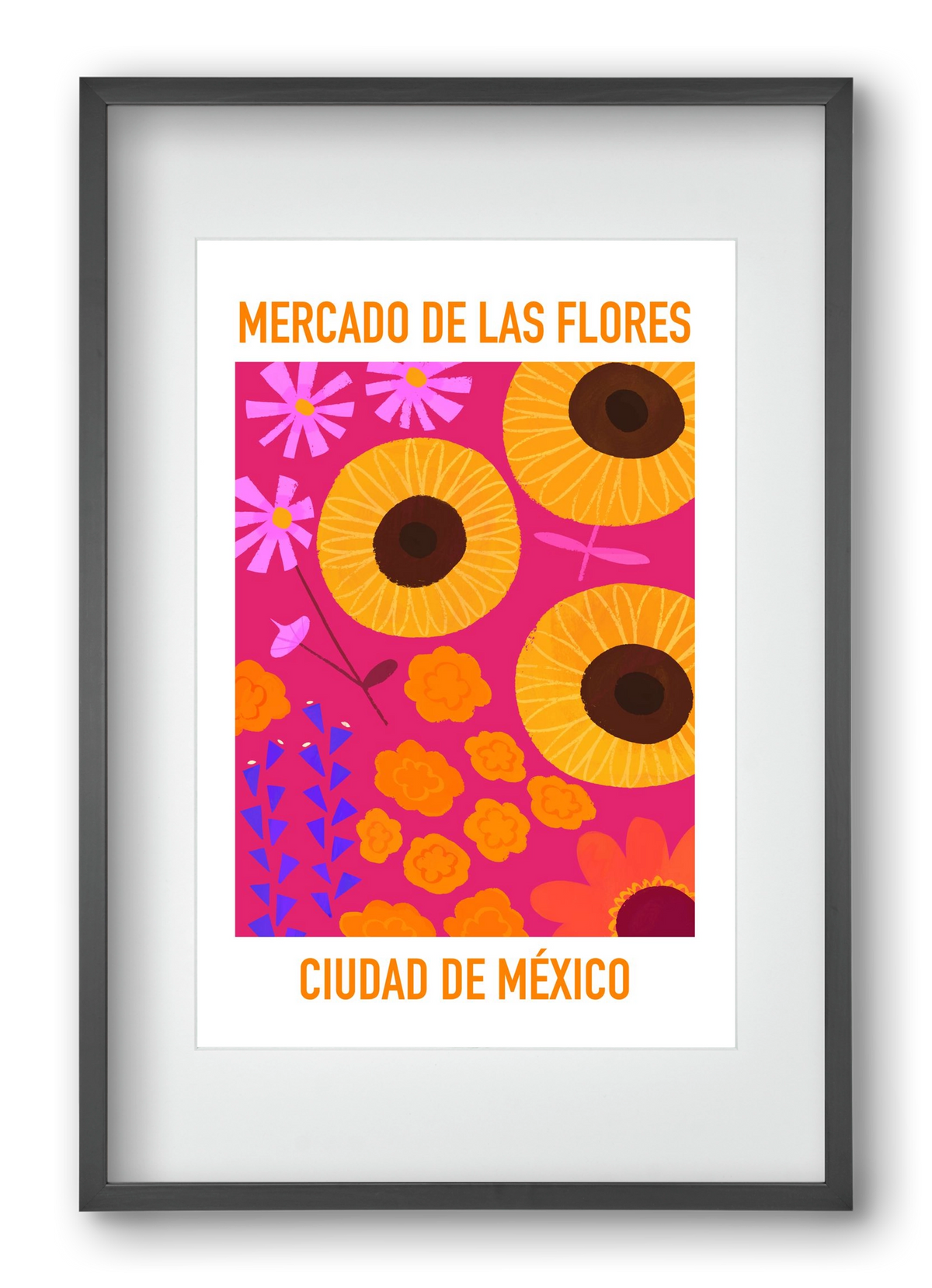 Flower Market Ciudad de México, 40x60 cm (30x45 cm), Fekete keret, paszpartuval