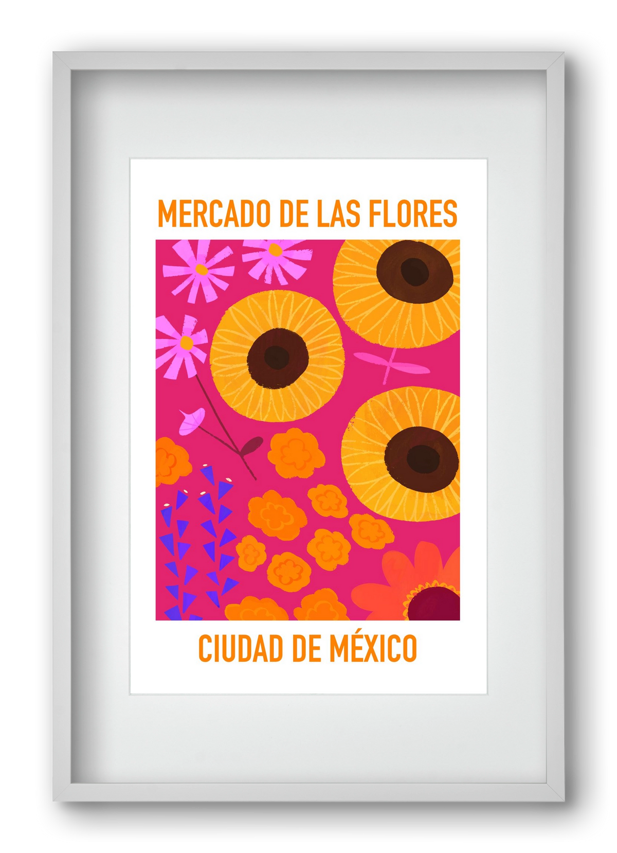 Flower Market Ciudad de México, 40x60 cm (30x45 cm), Fehér keret, paszpartuval