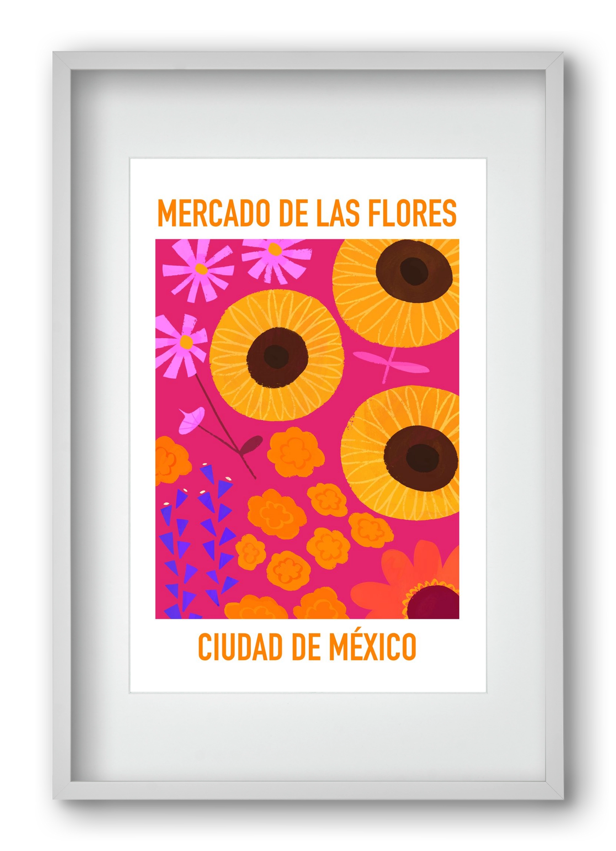 Flower Market Ciudad de México, 40x60 cm (30x45 cm), Fehér keret, paszpartuval