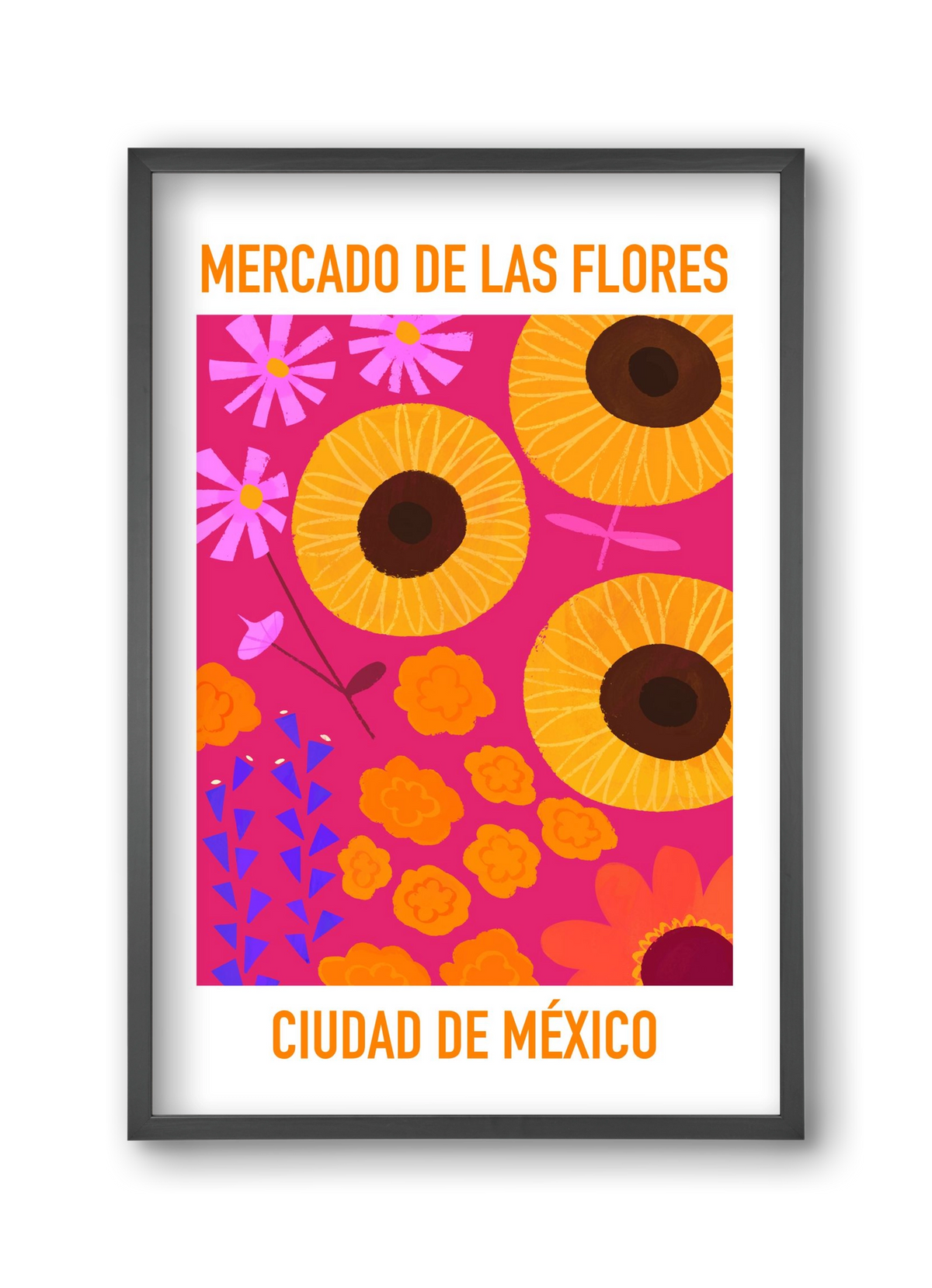 Flower Market Ciudad de México, 30x45 cm (30x45 cm), Fekete keret
