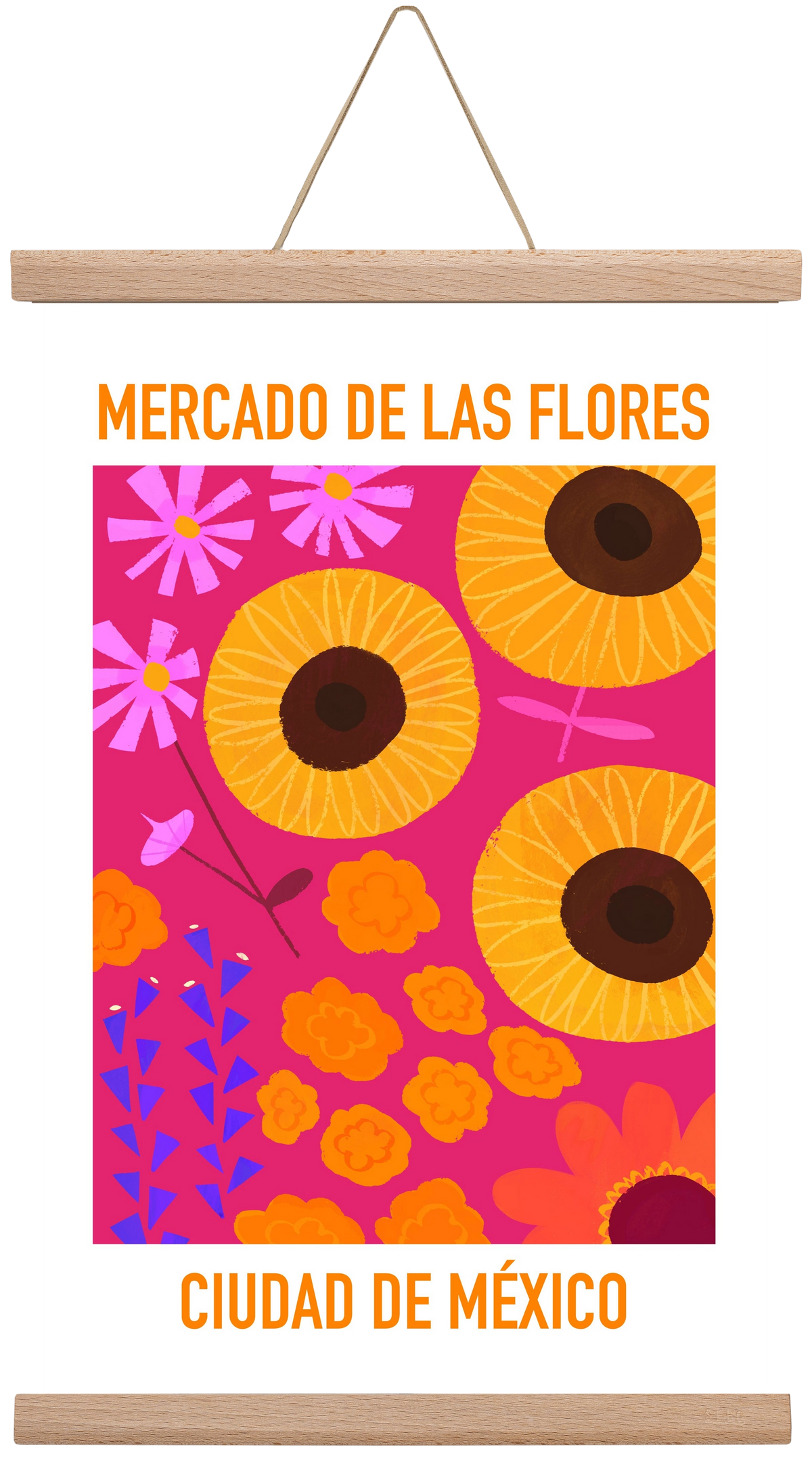 Flower Market Ciudad de México, 30x45 cm (30x45 cm), Tölgy akasztó