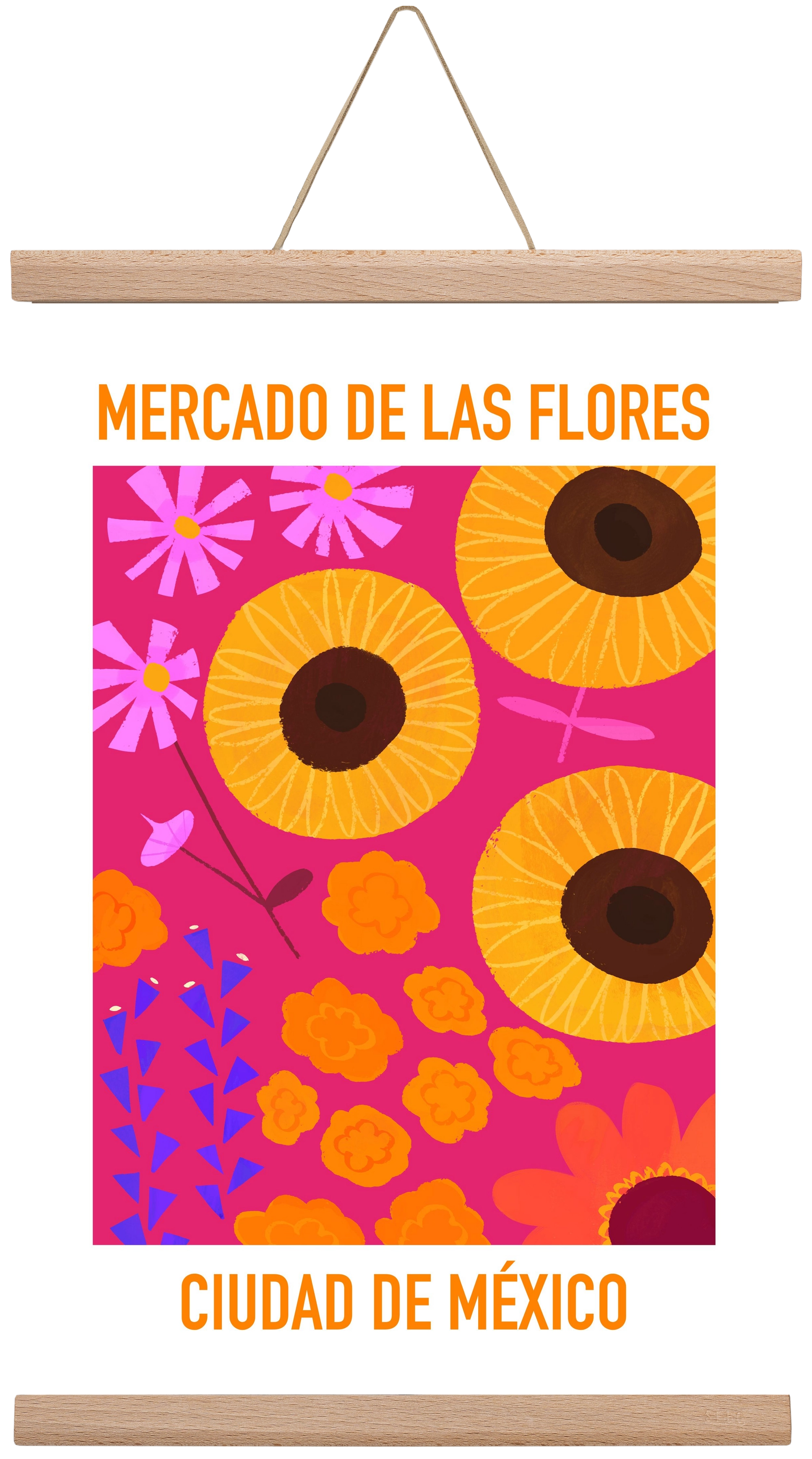 Flower Market Ciudad de México, 30x45 cm (30x45 cm), Tölgy akasztó