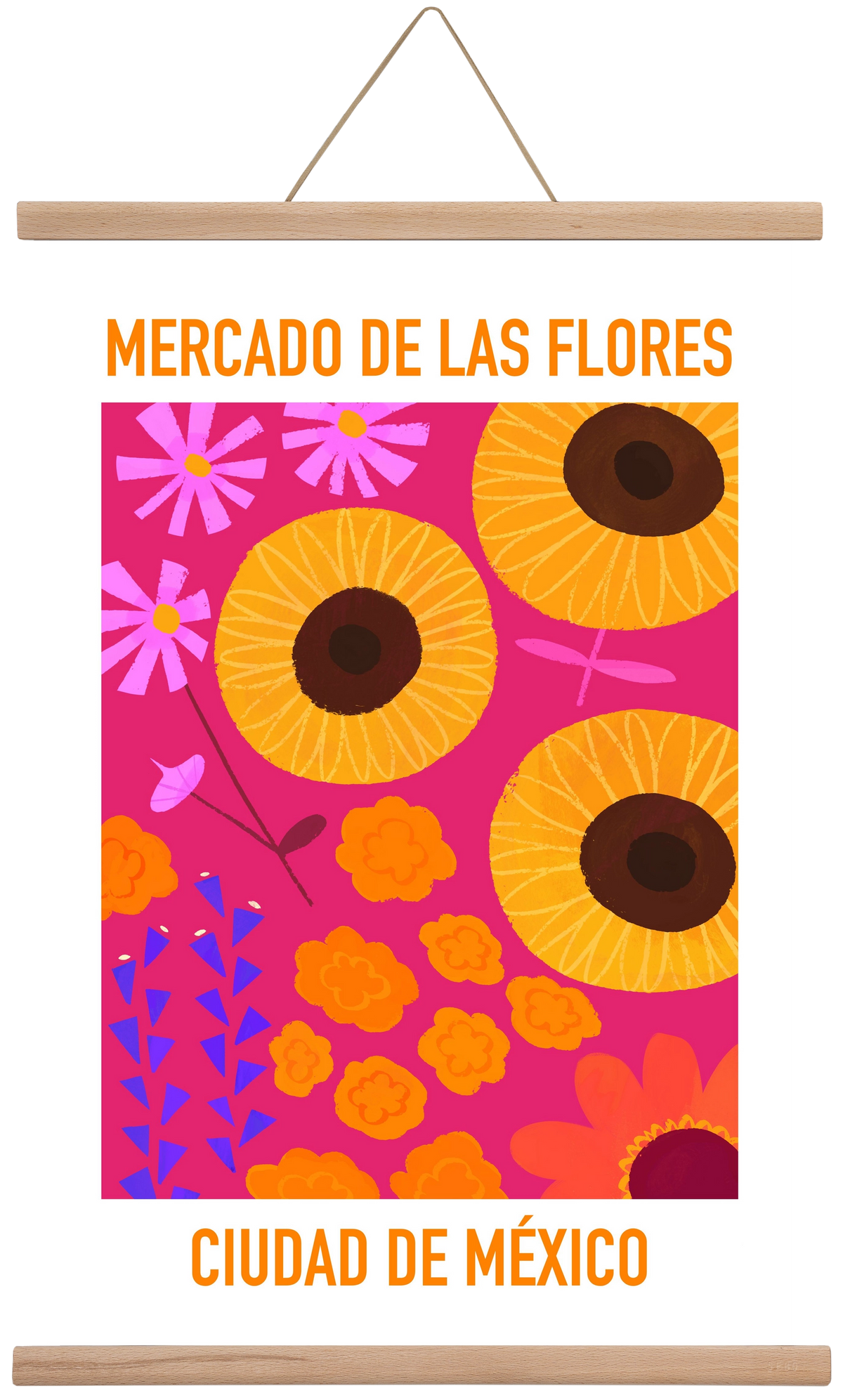 Flower Market Ciudad de México, 40x60 cm (40x60 cm), Tölgy akasztó